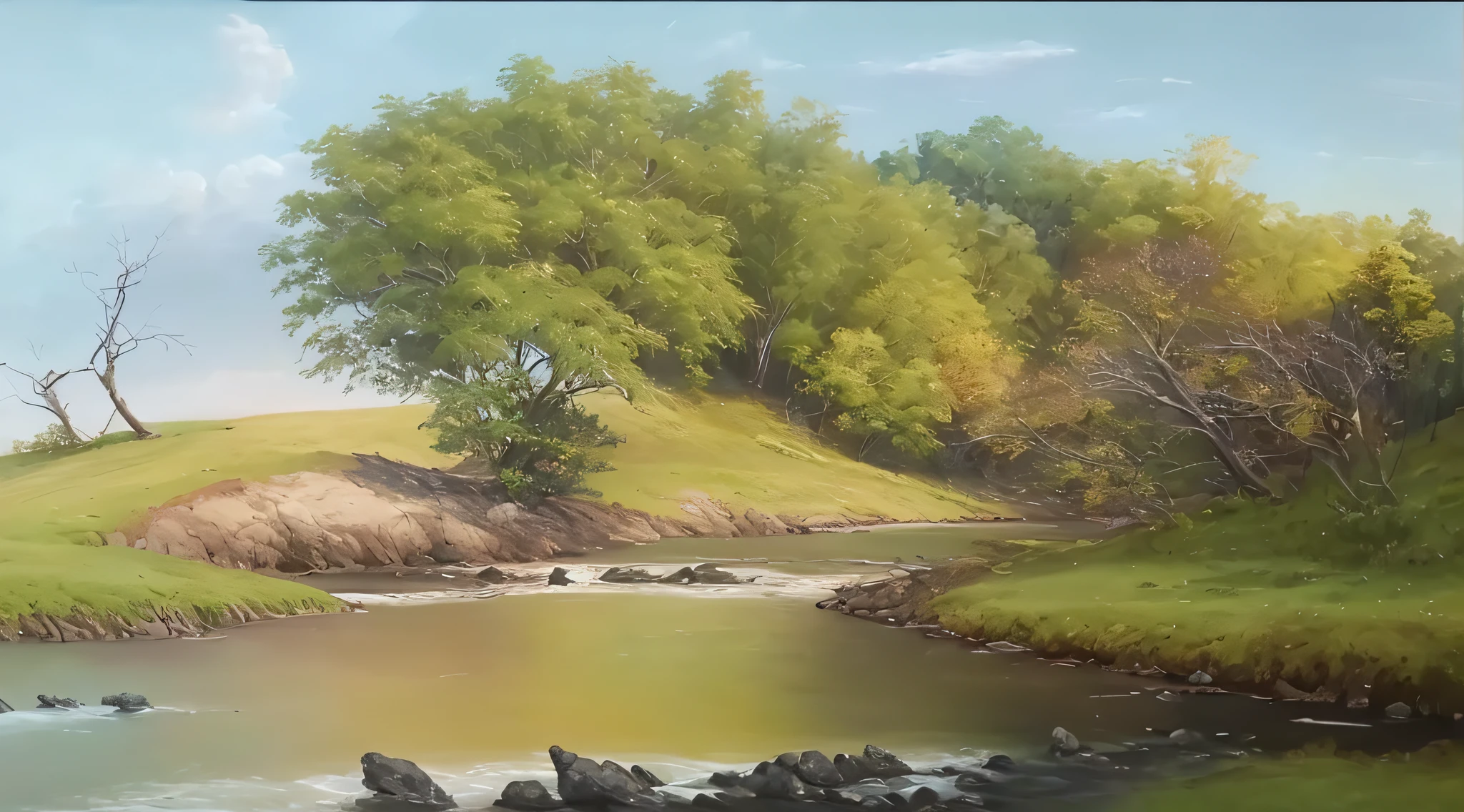 There is a painting of a tree on a cliff at the water's edge, detailed trees and cliffs, Pintura digital, Pintura Digital de Alto Detalhe, Pintura digital detalhada, Pintura digital, Pintura digital muito detalhada, Pintura digital 4K HD, Pintura de ambientes, arte conceitual de Pintura digital, Digital painting nice, Pintura digital altamente detalhada, 8k resolution digital painting