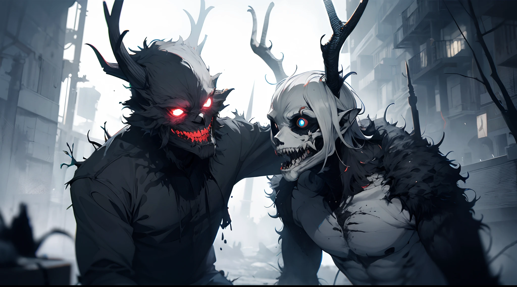 horror schizophrenia black and white monster wendigo chupacabra