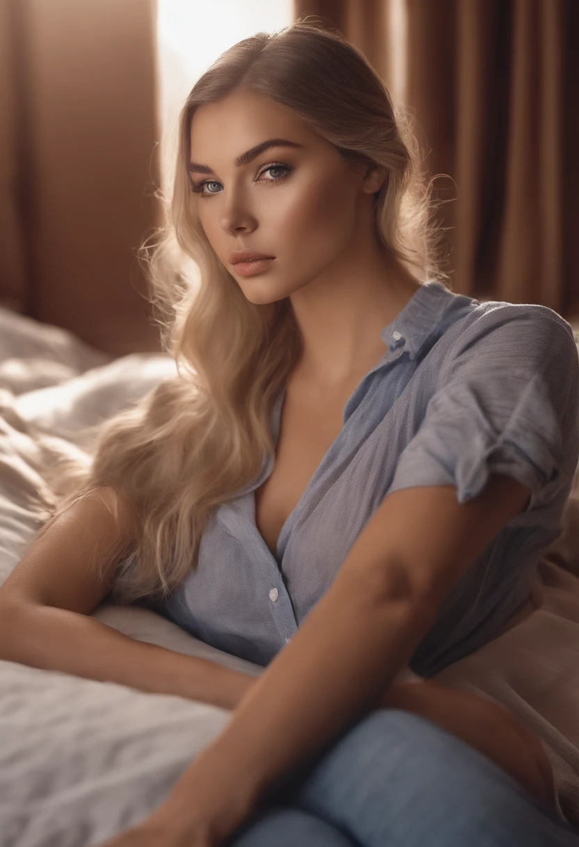 A sensual relaxation in a luxurious room blond hair
