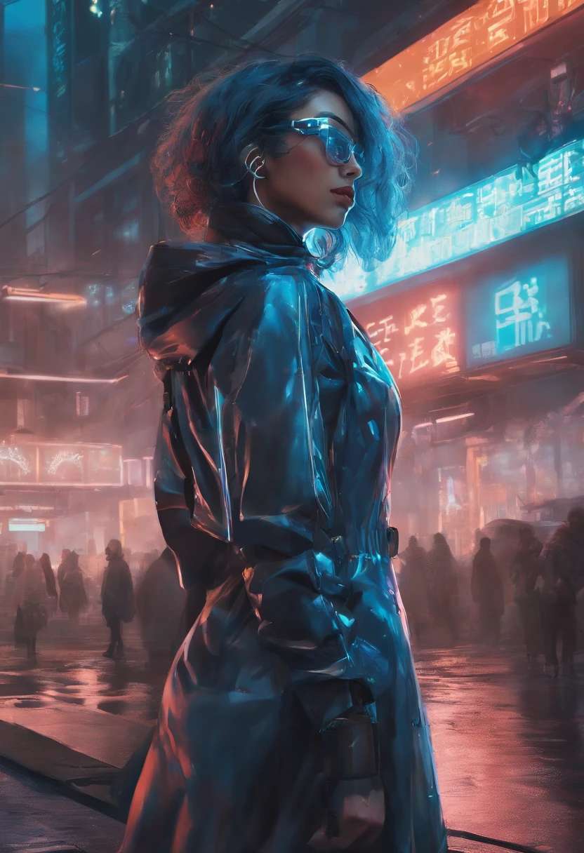 Futuristic Floating Girl Anime Head and Glasses in a City, Digital Art of Cyberpunk Anime, Cyberpunk Jellyfish, cyberpunk anime art, digital cyberpunk - anime art, cyberpunk anime art, Style artistique cyberpunk, Anime Cyberpunk Fille, Style horreur cyberpunk, Anime Cyberpunk, cyberpunk themed art, Cyberpunk Girl anime mech, advanced digital cyberpunk art, dreamy cyberpunk girl, female cyberpunk anime girl, Anime cyberpunk moderne robe en latex bleue