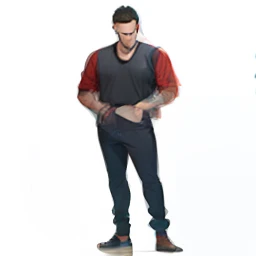 Um menino musculoso de pele alaranjada, visto de baixo, Low pants , sedutor, Peitos grandes , suado , Wet , see through , transparent,visto de costas e seu rosto aparente,cabelo curto,cabelo de chamas,vermelho como chamas,olhar sexy e profundo,olhar profundo