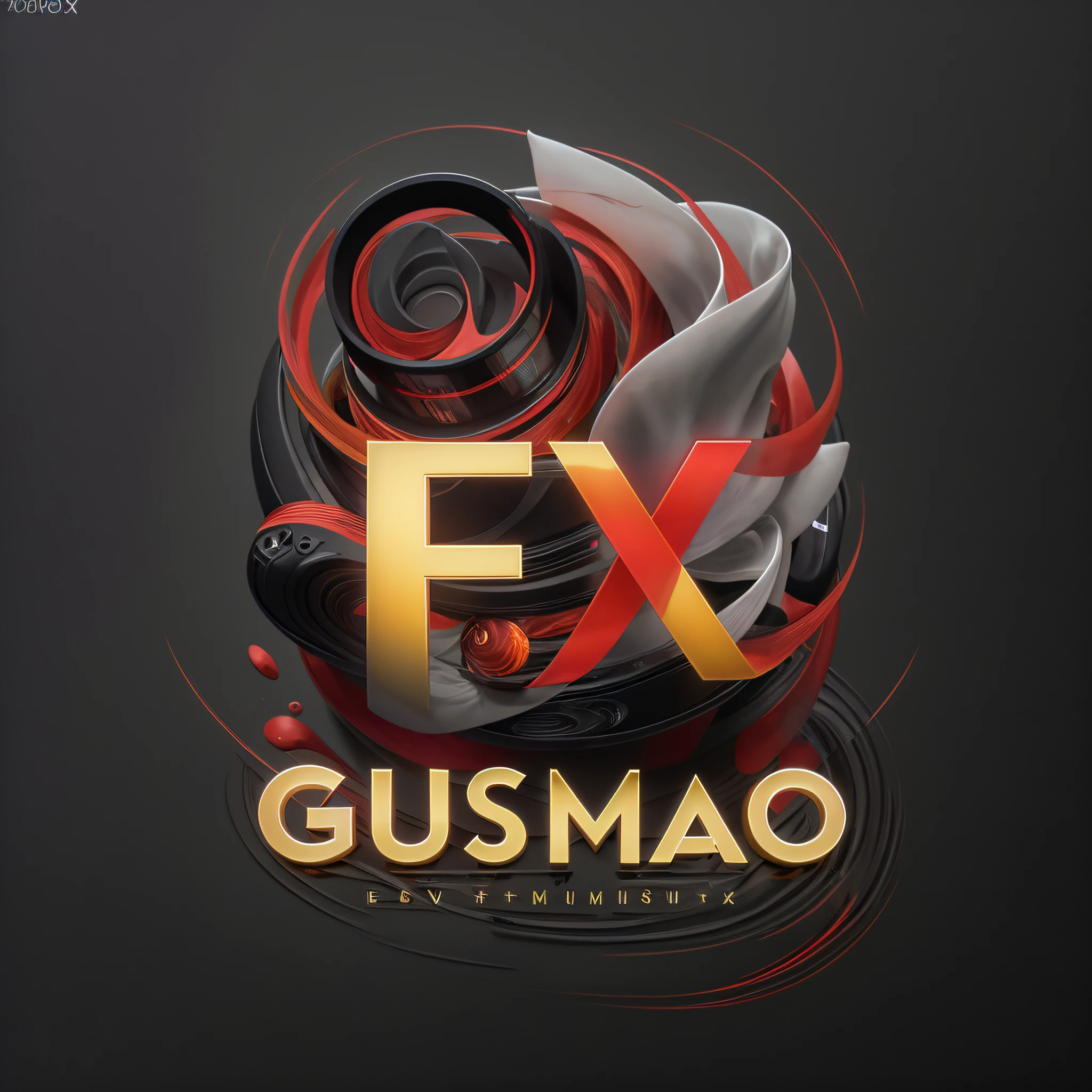 Clear and visible ((('Gusmao FX'))), elegant and appealing profile picture, (((('Gusmao')))) name emphasized in front, 'FX' letters behind in creative design, color palette in (elegant black), (clear white), balanced shades of gray, (vibrant vivid scarlet dark red for highlights), [subtle golden tan dark-yellow] for details, convey (elegance), sophistication and professionalism, (visual effects (VFX)) and elements related to graphic design, elegant (typography) that express creativity and dedication, (graphic design freelancer professional page logo:0.3), (VFX), professional, simplicity, precise, realistic, detailed, (Ornates:0.4), minimalist, elegance, ultra-quality, perfection, (after effects:0.4), (Physically Based Rendering: 0.6), [render], [typeface], (surface detail), reflections, light reflections, bright light effects, (((GusmãoFX))), (GFX)