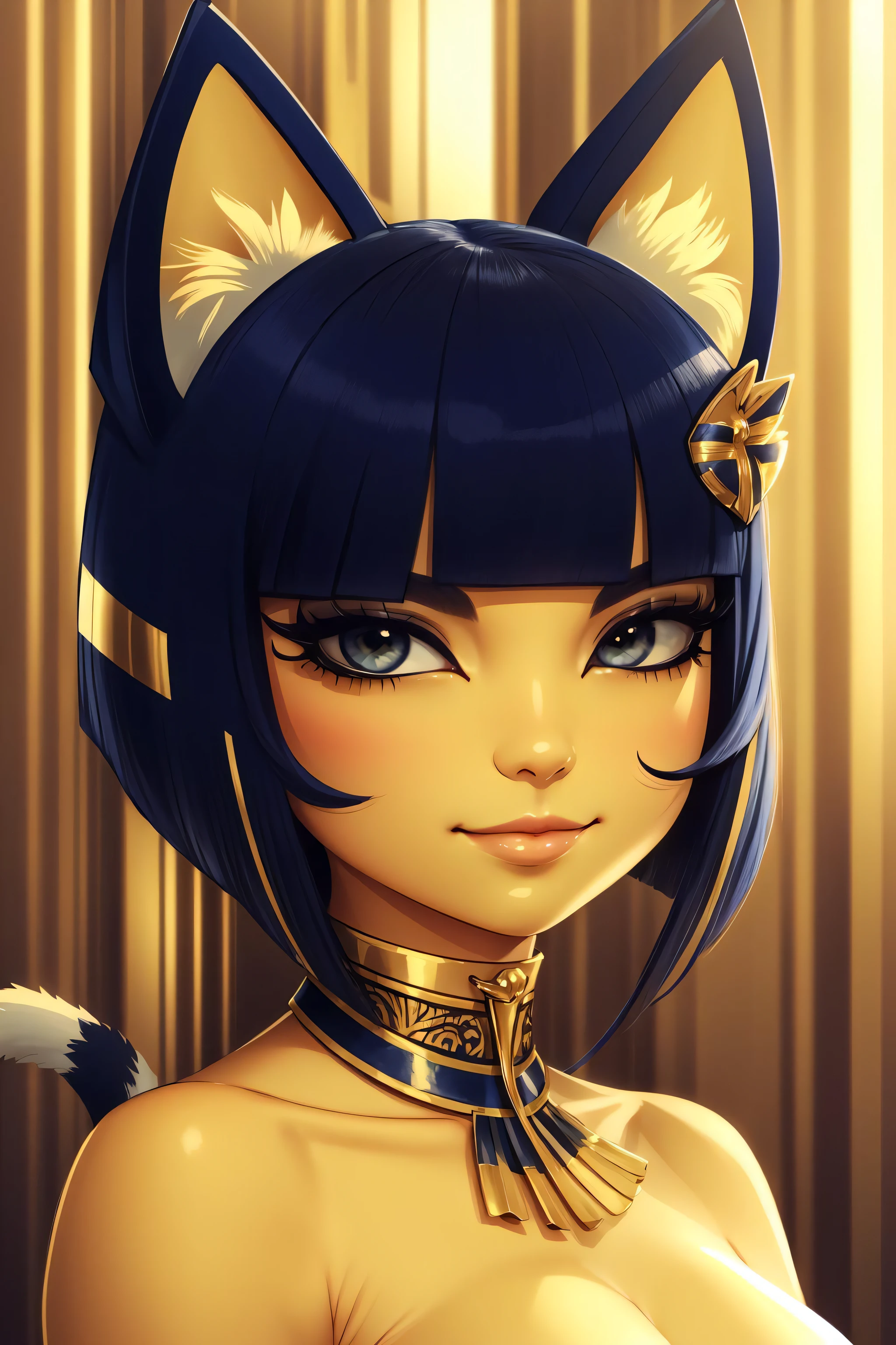 (masterpiece, best quality), intricate details,
1girl, ankha, yellow skin, smug, cat ears,