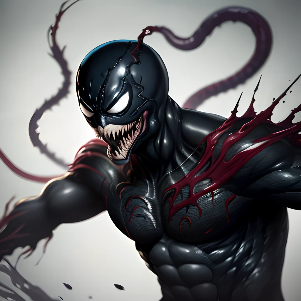 Real Human, Handsome guy in a suit,height is 180 cm,High paralysis,Loss of sensation from the chest down,Venom, black tentacles coming out of back, inside of dark room