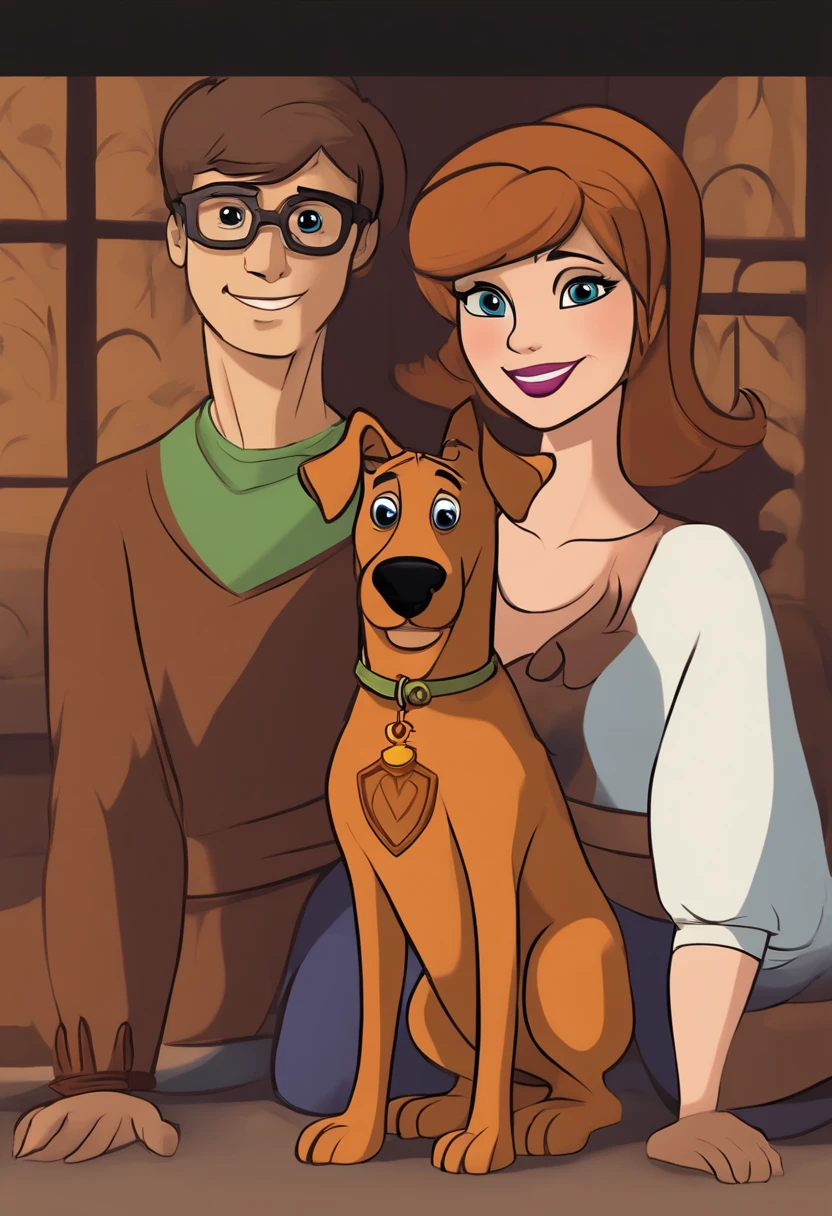 It's almost good, The two servants earlier were not well. Agora, vamos de novo, create a Scooby Doo with the same head as the one in the movie, But, ele anda de duas patas; The Shaggy is a cheerful and laid-back person, Fred is young, handsome and elegant; Dafny is cute and elegant; Velma wears glasses and is shy; o Scooby Doo with fluffy fur .