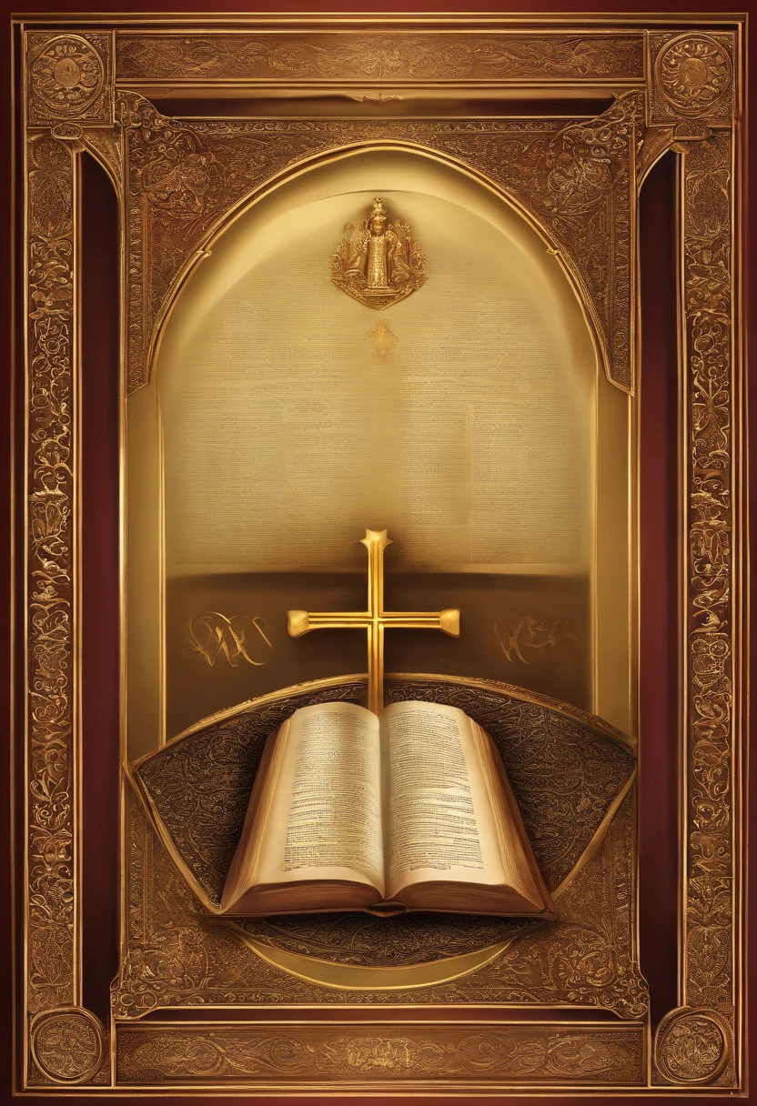 "Por favor, create a high-definition image of the Holy Bible that captures the reverence and spiritual significance of this holy book. The image should convey the historical and religious importance of the Bible, apresentando-a de forma digna e respeitosa. Use soft lighting to highlight cover and page details, enfatizando sua textura e envelhecimento, if applicable. Position the Bible in an environment that evokes a sacred environment, como uma prateleira de madeira em uma biblioteca antiga ou um altar iluminado. As cores devem ser sutis e a tipografia, Apresente-se, deve ser elegante e discreta. The image should inspire a sense of reverence and spiritual connection to the words and teachings contained in the Holy Bible." And also put a light on top of the Bible and make it a little bigger