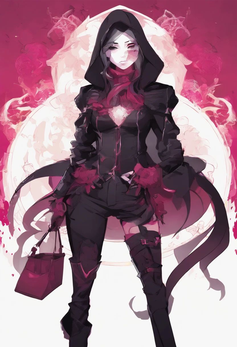 Garnet, a cartoon woman with a big bag of food in her hands, Steven Universe grenade, body with black and red lava, full body distant view, villain pose, full body close up, merged character, fire!! full body, full body reduced, making a hot and majestic pose, full body in view, pink iconic character, full body photo