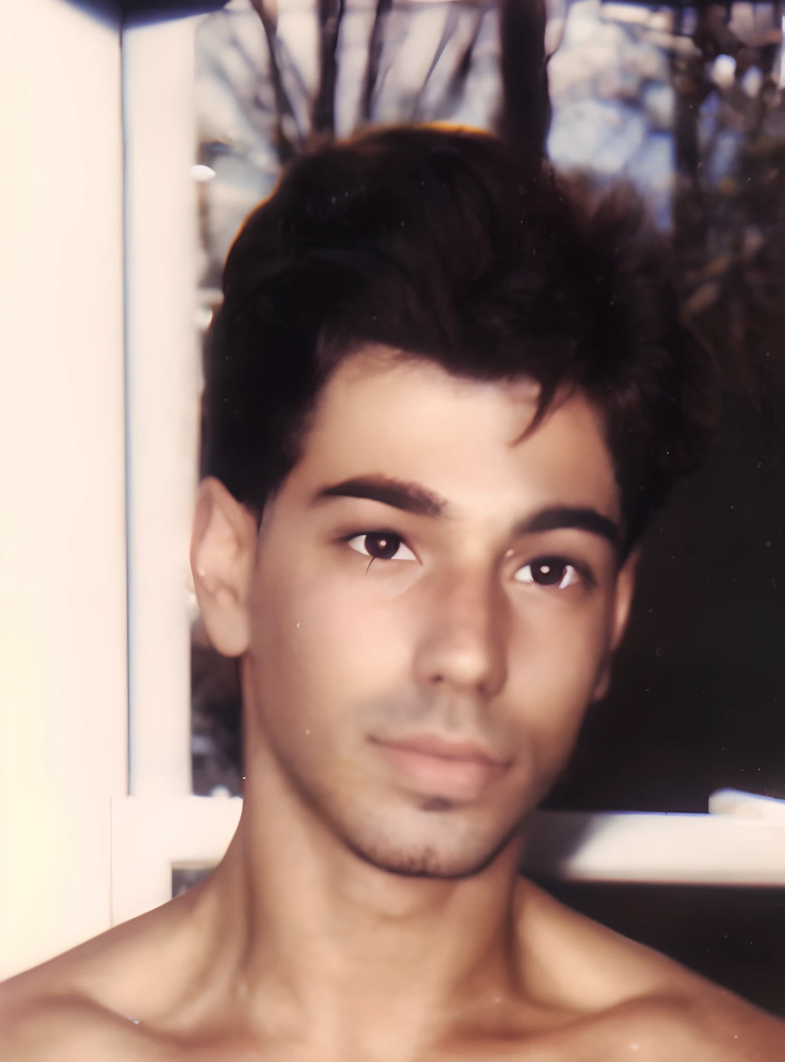 there is a man with no shirt on posing for a picture, around 1 , taken in the early 1990s, george doutsiopoulos, taken in the late 1980s, ricardo milos, about 3 5 years old photo, 1980s photo