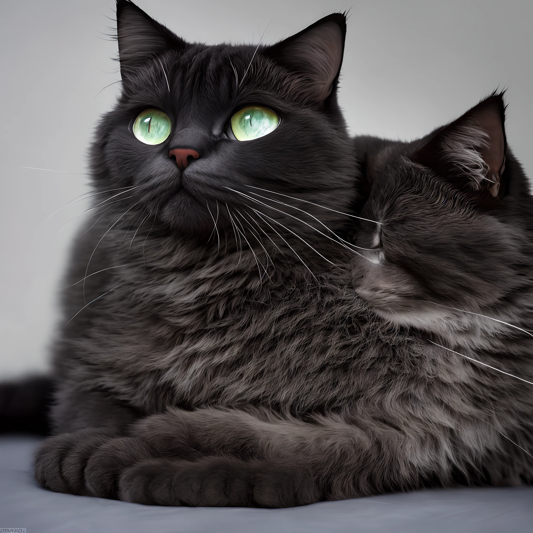 Gato preto com olhos azuis encima de um carro