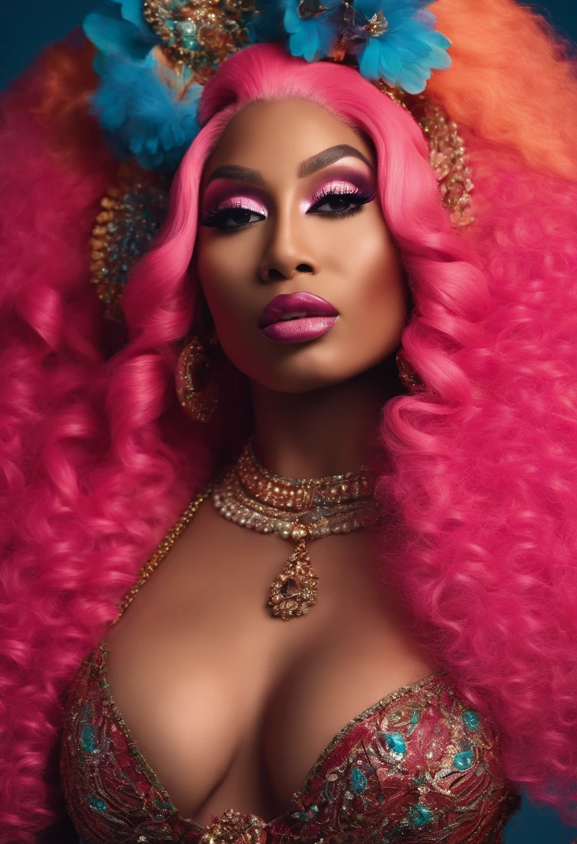 nicki minaj ,cabelo rosa,no carnaval brasileiro,sapucai sambando,super detalhe,detalhista,8k