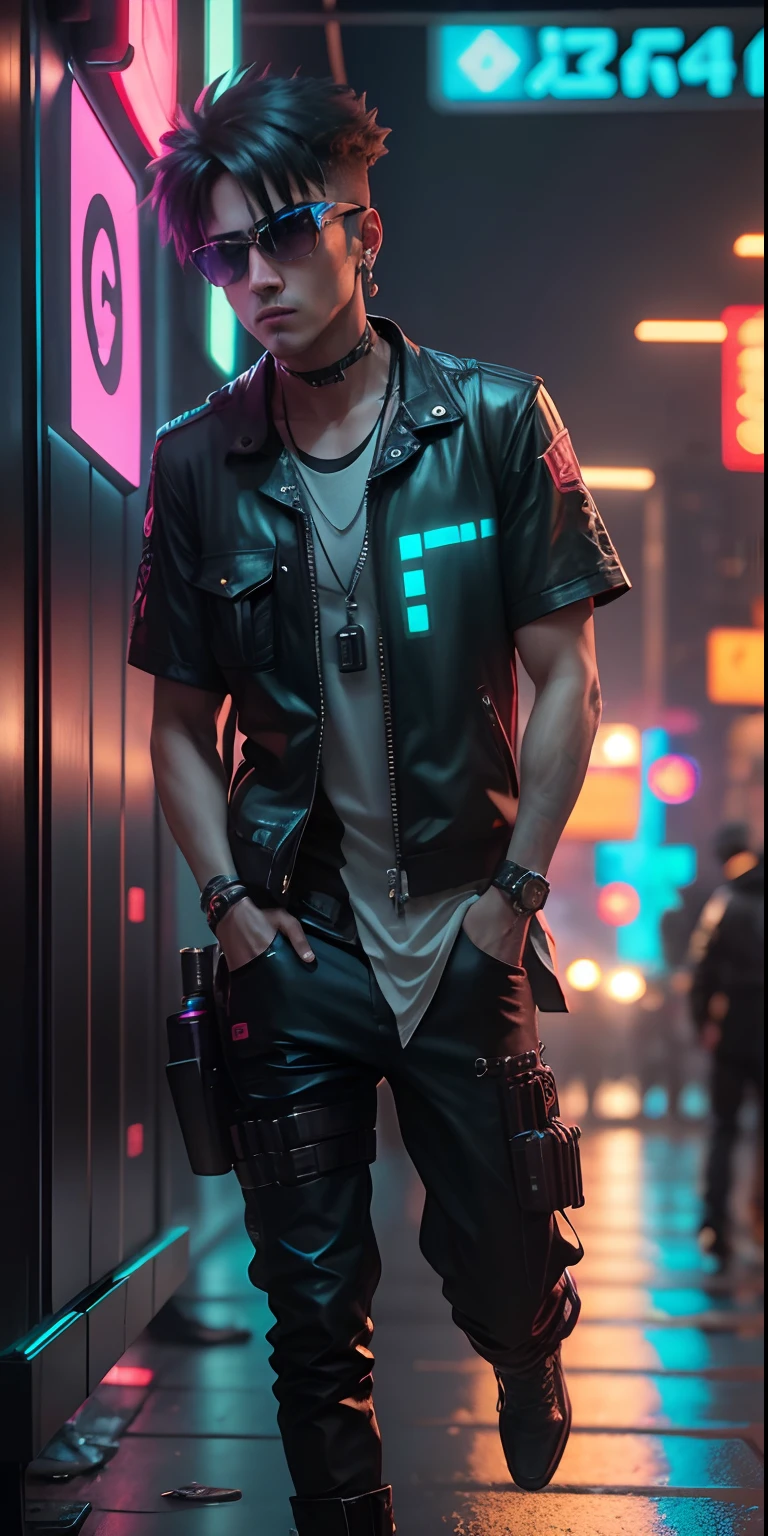 1084417905392893976/1084 Cyberpunk look,cool men,real
life,realistic, 4k image,dslr click