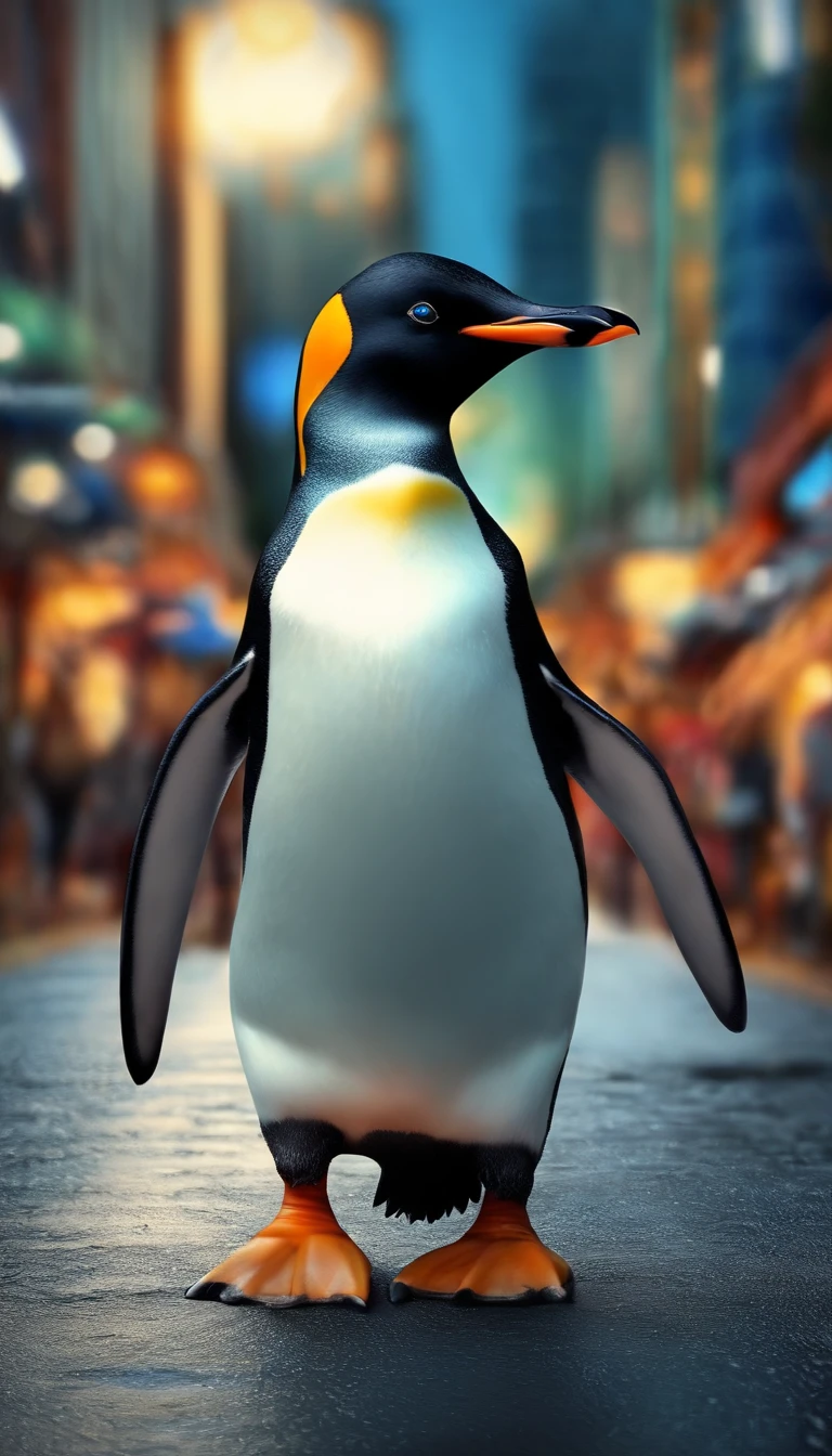 cute penguin ,funny, city