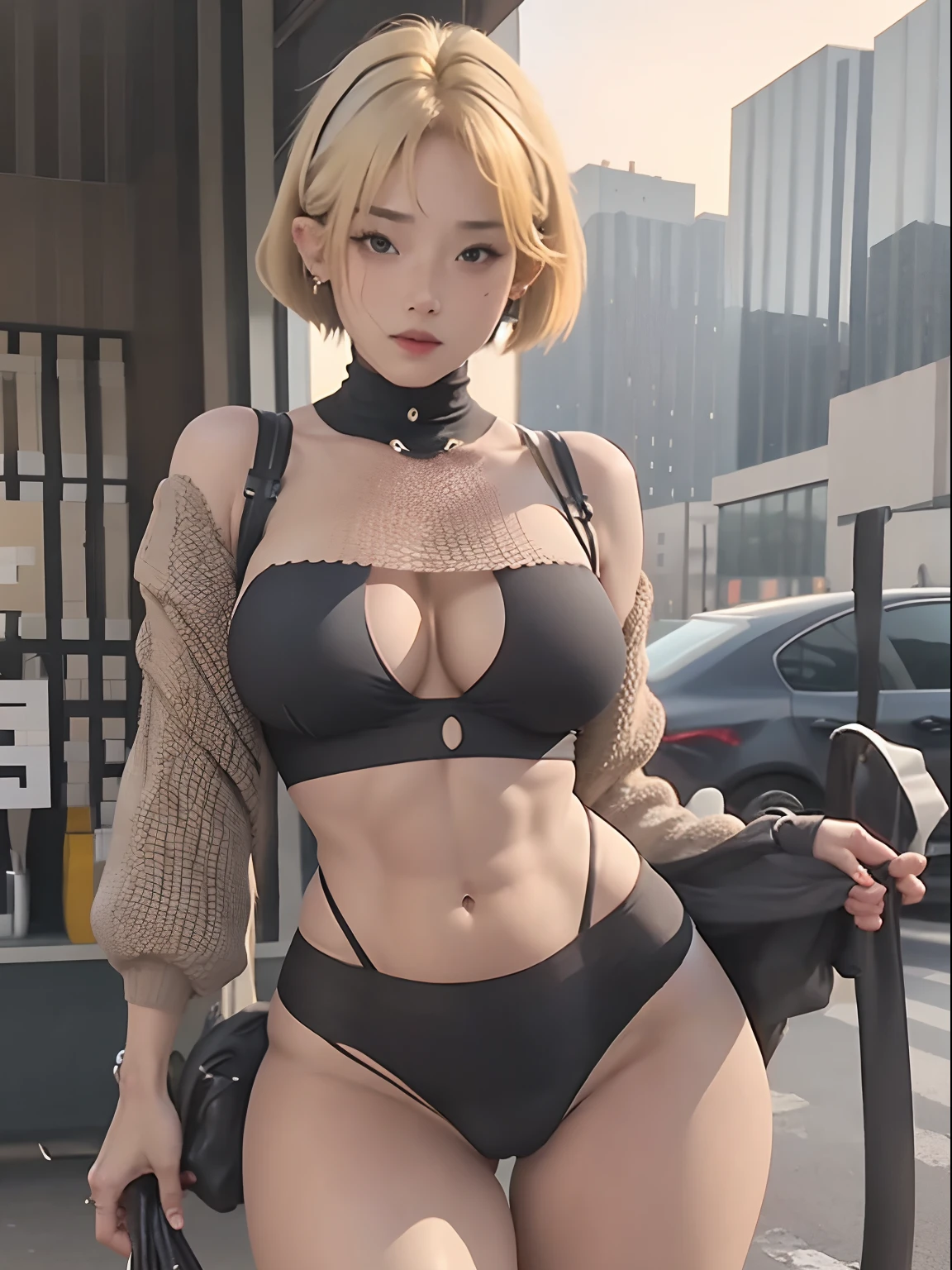 thighs thighs thighs thighs、abdominals、Colossal tits、Beautuful Women、Black underwear、hitornfreckles、ear piercings、a short bob、a blond