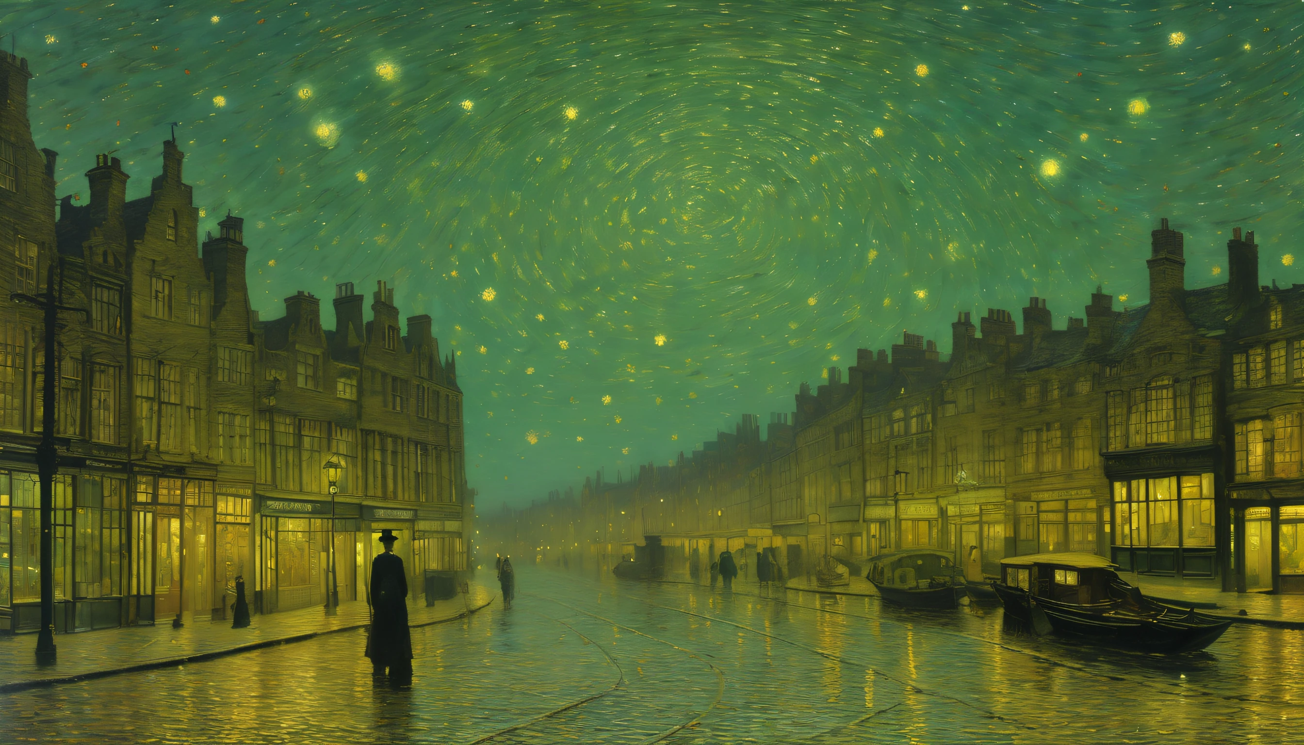 john atkinson grimshaw and van gogh fusion of starry night