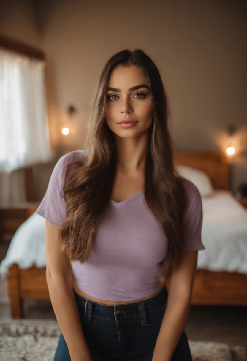 Arafed Mujer con camiseta sin mangas y bragas a juego, Chica sexy con ojos marrones, Retrato Sophie Mudd, cabello rubio y ojos grandes, en el club, Selfie de una mujer joven, Ojos en el dormitorio, Violeta Myers, ohne Maquillaje, Maquillaje natural, staring directly into camera, Cara con Artgram, dezentes Maquillaje, Impresionante foto de cuerpo completo, en el dormitorio, Fission