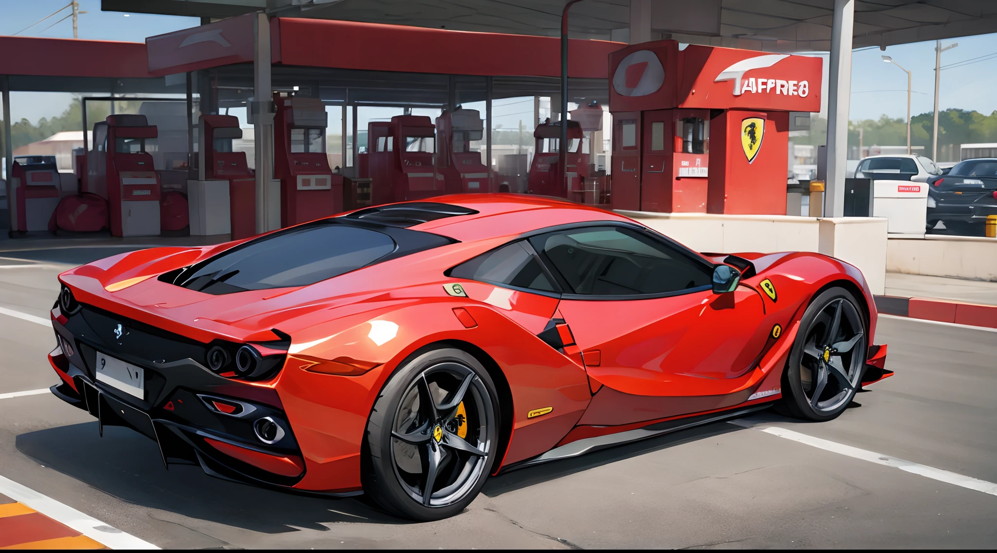 Ferrari f8 in gas station