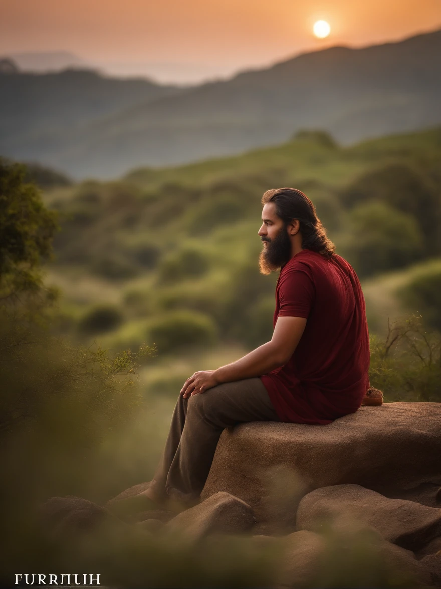 (Biblical times) Davi (personagem biblico) Garoto agachado segurando 5 pedras, perto de um riacho, profundidade de campos, Bokeh, Realismo de Hentail, fotorrealista, Realismo ultrarrealista, Fotografado profissional, 8k UHD , Digital SLR, HDR , Primary tablet, melhor qualidade, filme granular, Pinturas fotorrealistas, Fujifilm XT3