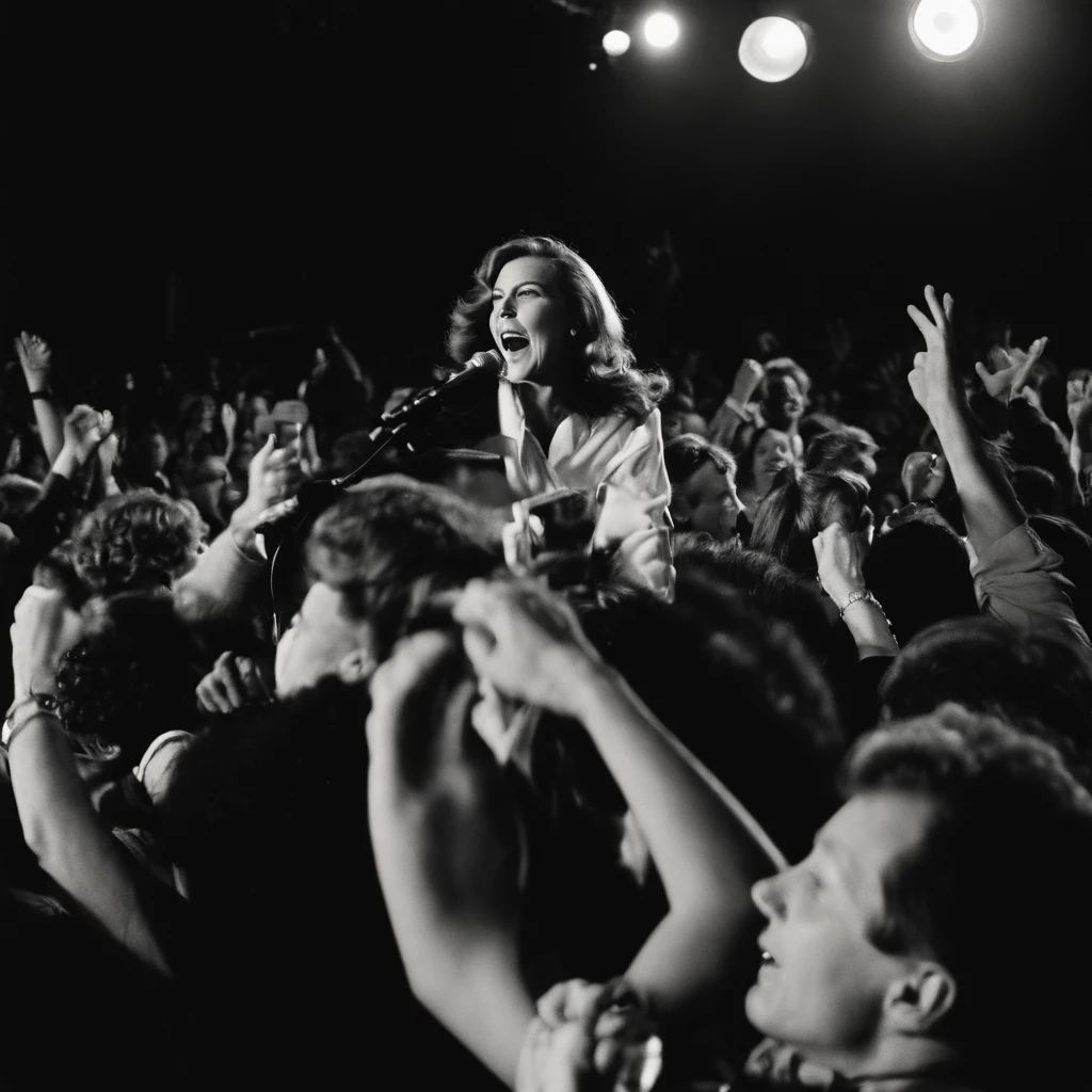 (best quality,highres,ultra-detailed,masterpiece:1.2),vintage style raw photo-470,1girl,screaming,Beatles concert,loud music,excited crowd,spotlight on the girl,detailed facial expression,expressive eyes,open mouth,screaming loudly,beautiful detailed eyes,long eyelashes,vintage concert setting,1960s fashion style,retro hairstyle,rock and roll atmosphere,popular band,historical moment,captivating energy,vibrant colors,grainy texture,aged film effect,dramatic lighting,stage lights,motion blur,lively atmosphere,energetic performance,loudspeakers,cheering fans,iconic musicians,musical legends,vivid emotions,crowded venue,memorable experience
