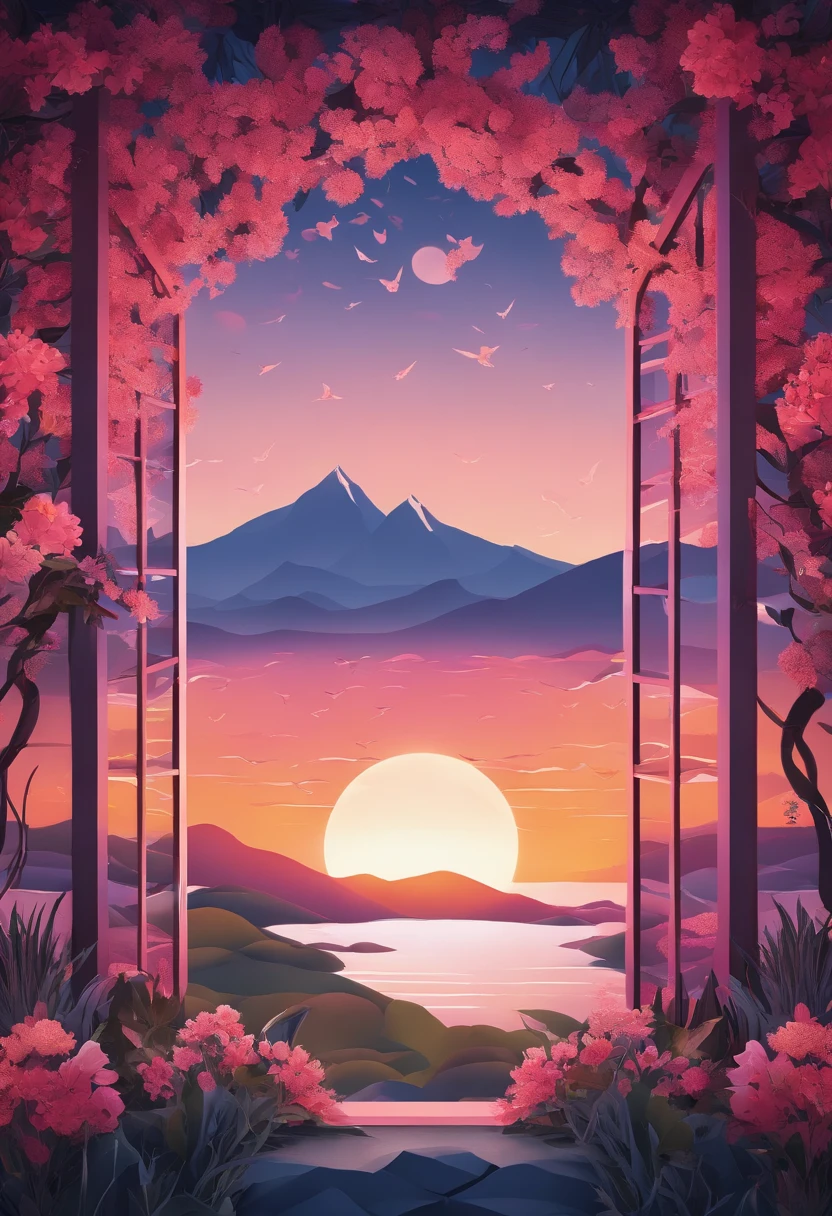 There was a beautiful sunset, The hills are full of flowers and plants, Flowers at hand, Colorful sky, Surreal colors, Colorful sunset, Colorful sky, Magnificent sky reflection, Breathtaking sky, Dream like an 8K atmosphere, Colorful clouds, Reflection of colors on the lake, Surreal sky, Red and blue reflections, Flame reflection, beautiful sky, Beautiful and amazing twilight, Beautiful dreamy scene, Breathtaking sky, I'm still an only girl.,