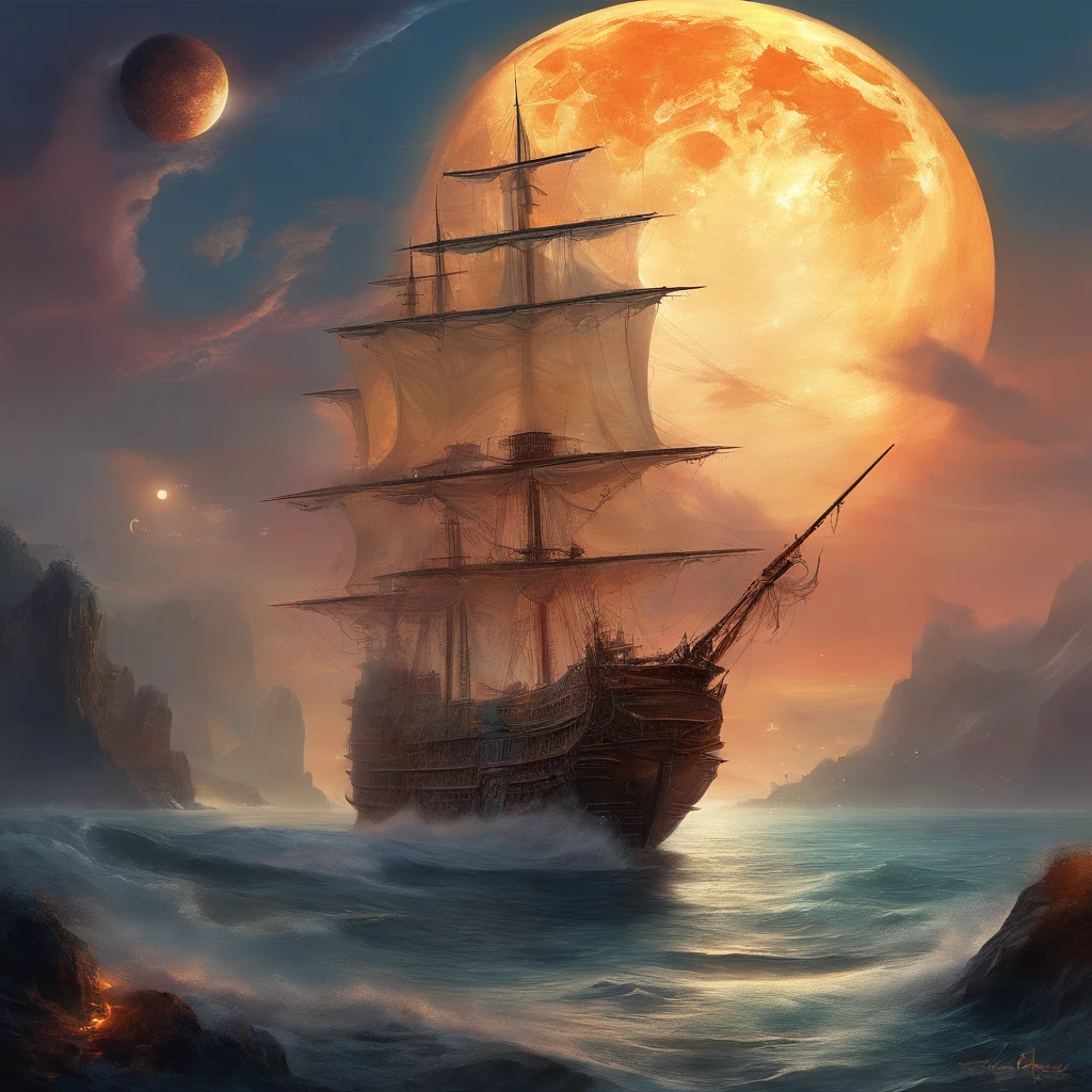 ultra-high detail, cinematic, 32k, , luminism, detailed oil painting by dorian Vallejo, damian Lechosesta, fantastic water spirit, man with long hair close-up, , surrounded by a detailed large water dragon, glowing skin, unusual appearance, delicate face, sea, red hair, sea waves, colored drops, extremely large moon, moonlight, stars, night. seashells, detailed sky with clouds, highly detailed, intricate pose, oil painting, thick strokes, mannerism, bright colors, masterpiece, high quality, sharp focus, emitting diodes, smoke, artillery, sparks, racks, system unit, motherboard, by pascal blanche rutkowski repin artstation hyperrealism painting concept art of detailed character design matte painting, 4 k resolution blade runner