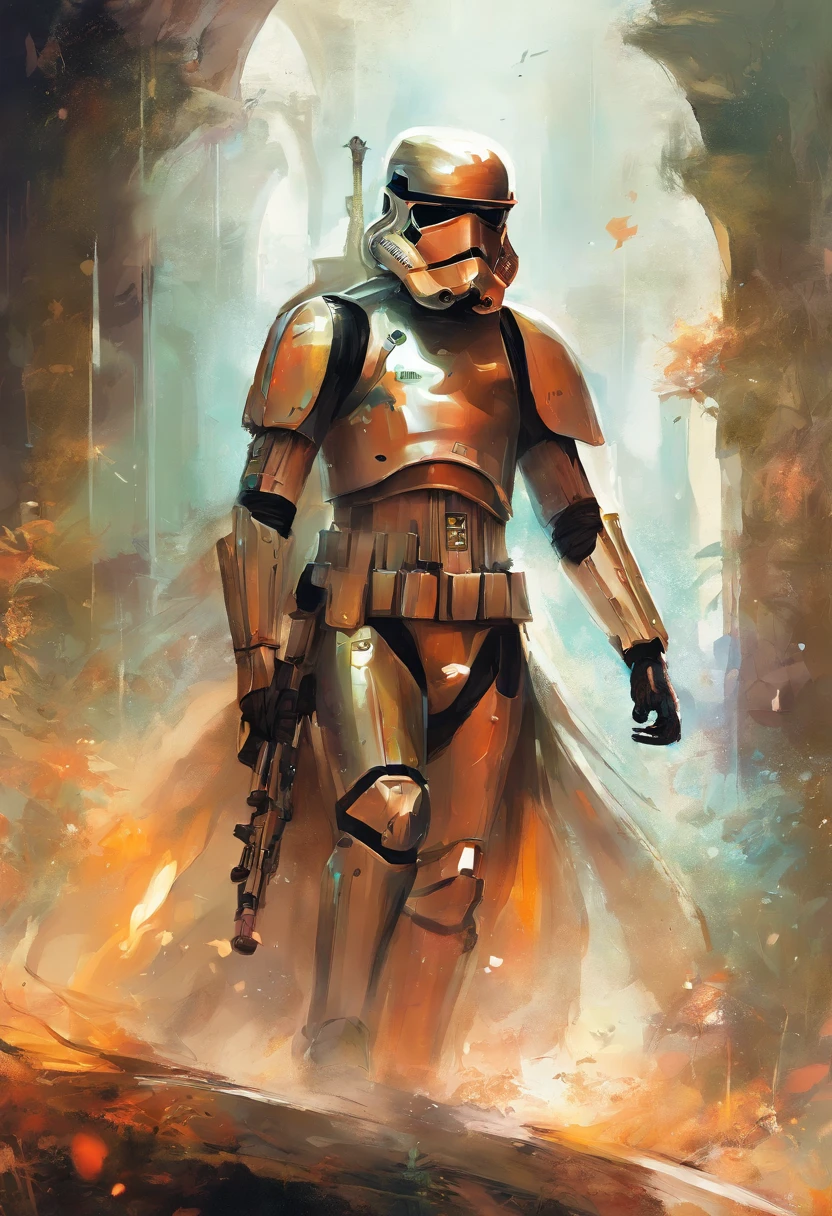 El dibujo de tinta  Stormtroopers, Digital illustration, Comic strip style, acuarela, Estilo ArtStation, arte conceptual, 2 d illustration, por Peter Draw, por Carne Griffiths, por Wadim Kashin, cuerpo completo, centrado,detallado, Suave, dynamic  pose
