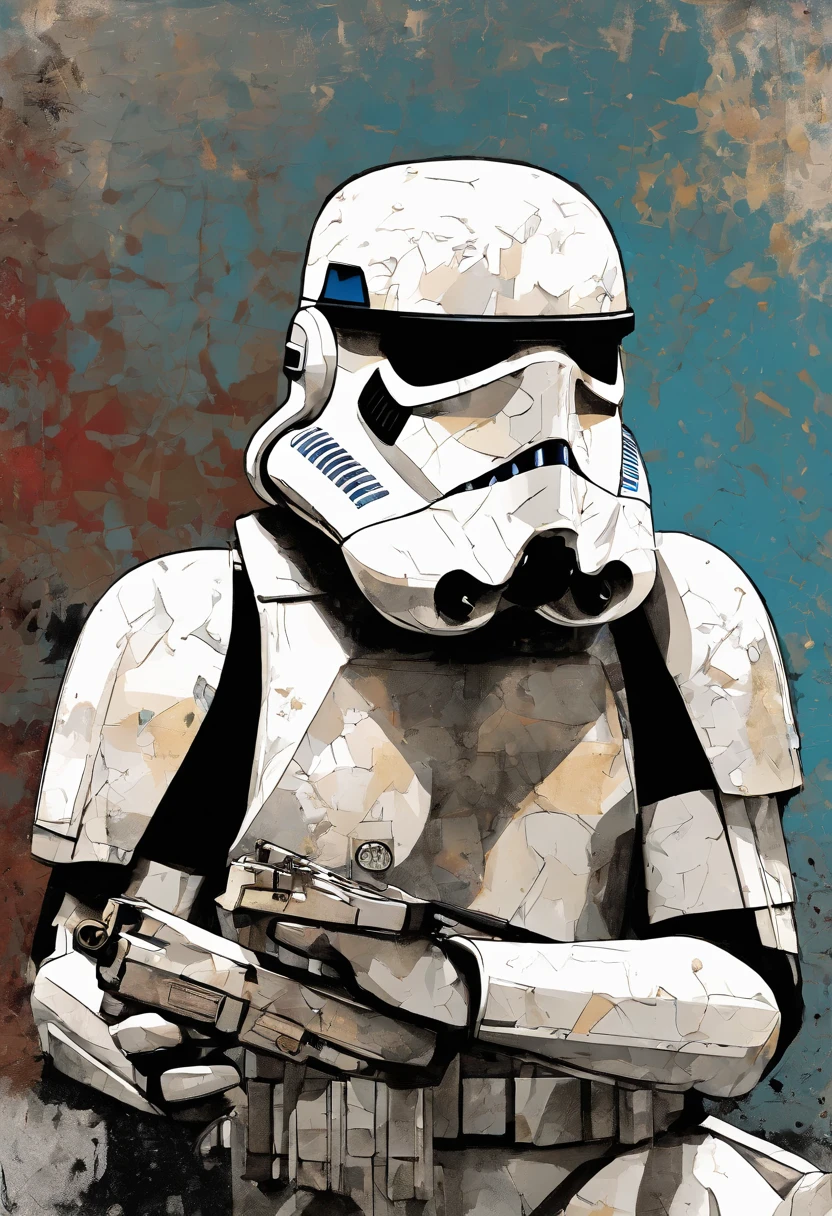 El dibujo de tinta Stormtroopers, Digital illustration, Comic strip style, acuarela, Estilo ArtStation, arte conceptual, 2 d illustration, por Peter Draw, por Carne Griffiths, por Wadim Kashin, cuerpo completo, centrado,detallado, Suave, dynamic pose