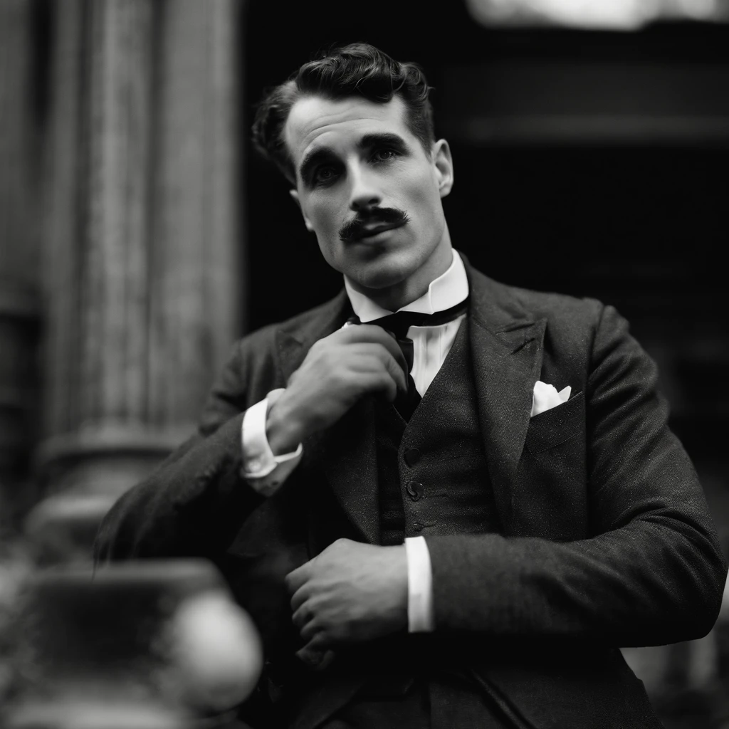 charlie chaplin noir style 4k, Mysterious