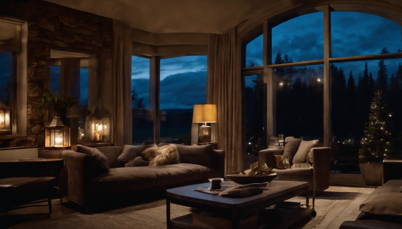 Arafed view of a living room with a couch - SeaArt AI