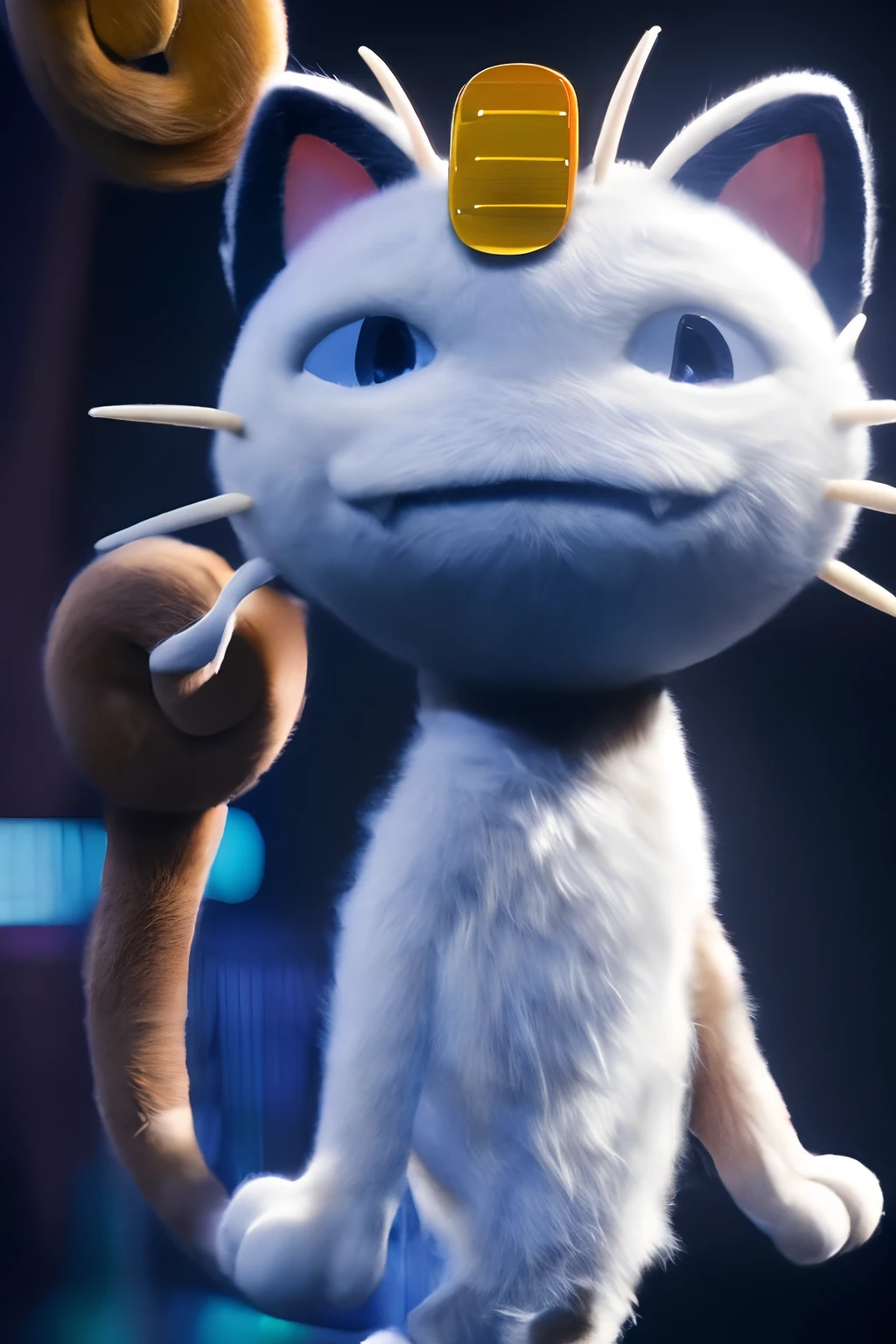 ((realistic)), ((photorealistic)),((high-res, masterpiece, best quality, cinema lighting)), masterpiece, best quality:1.2), upper body, solo, masterpiece, best quality, 4k, photograph, cinematic, modelshoo ,ultra realistic 8k cg, masterpiece, ((ultra detailed background, delicate pattern, intricate detail)), (highly detailed, fine details), best quality, (photorealistic:1.4), absurdres, RAW photo,masterpiece, best_quality, ((boy 1.3)), solo, realistic fur, detailed, (detailed fur, fur, furry body:1.2), ((Meowth 1.5)), pokemon, snaggletooth, smile, upper body, high quality, absurd res, photo manipulation, photography \(artwork\), detailed,standing