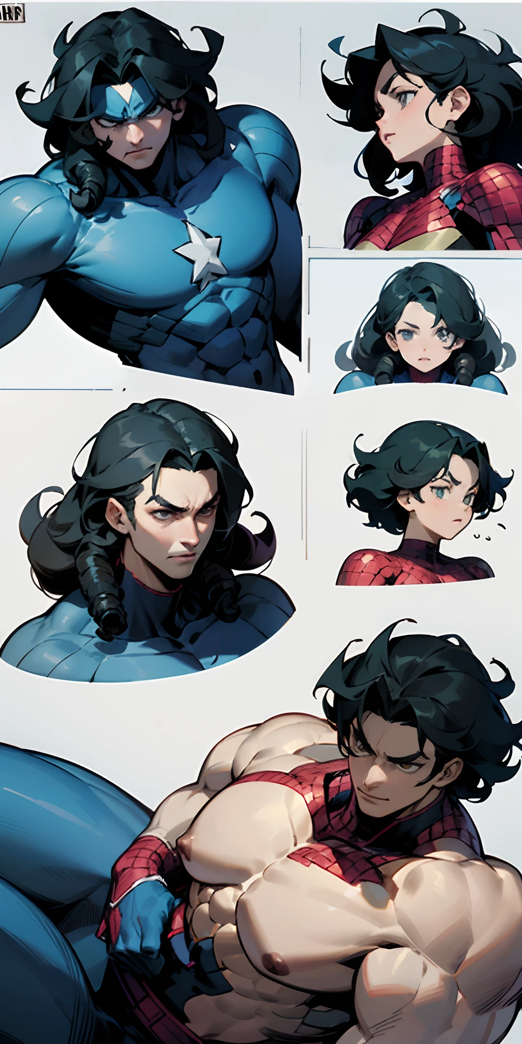 black curly hair male very fit controlling comic panels marvel