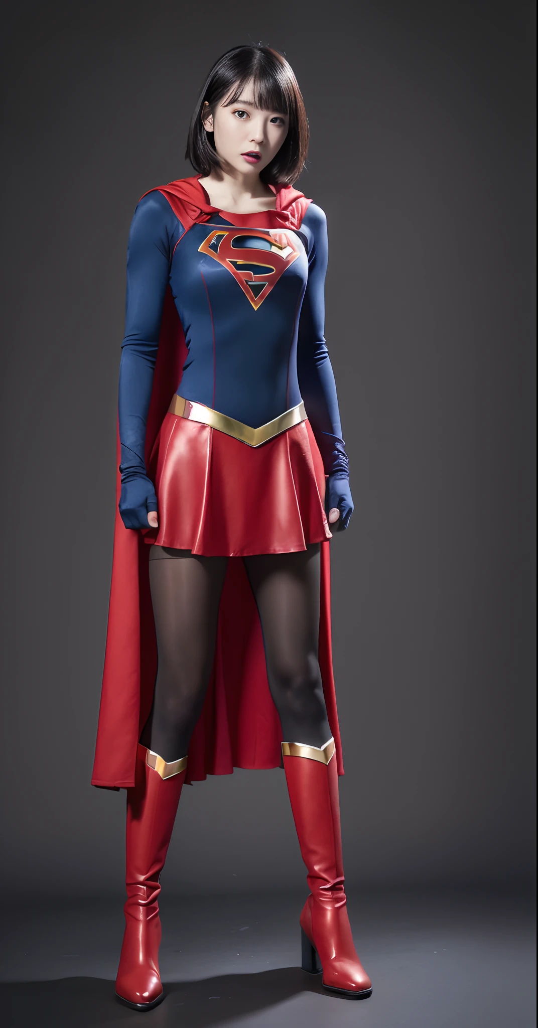 (((hang yourself)))、(((Wear black tights on your beautiful legs.)))、(((defeated)))、(((Anguished facial expressions)))、(((Eyes closed)))、(((Make the most of the original image)))、(((Supergirl Costume)))、(((shiny short hair)))、(((Suffering)))、(((Feet must necessarily be worn with black tights)))、(((You need to wear red boots)))、((Top image quality、8K))、((top-quality、8K、masterpiece:1.3))、(((Keep your background simple)))、Crisp focus:1.2、Beautiful woman with perfect body shape:1.4、Slender Abs:1.2、a wet body:1.5、Highly detailed facial and skin texture、