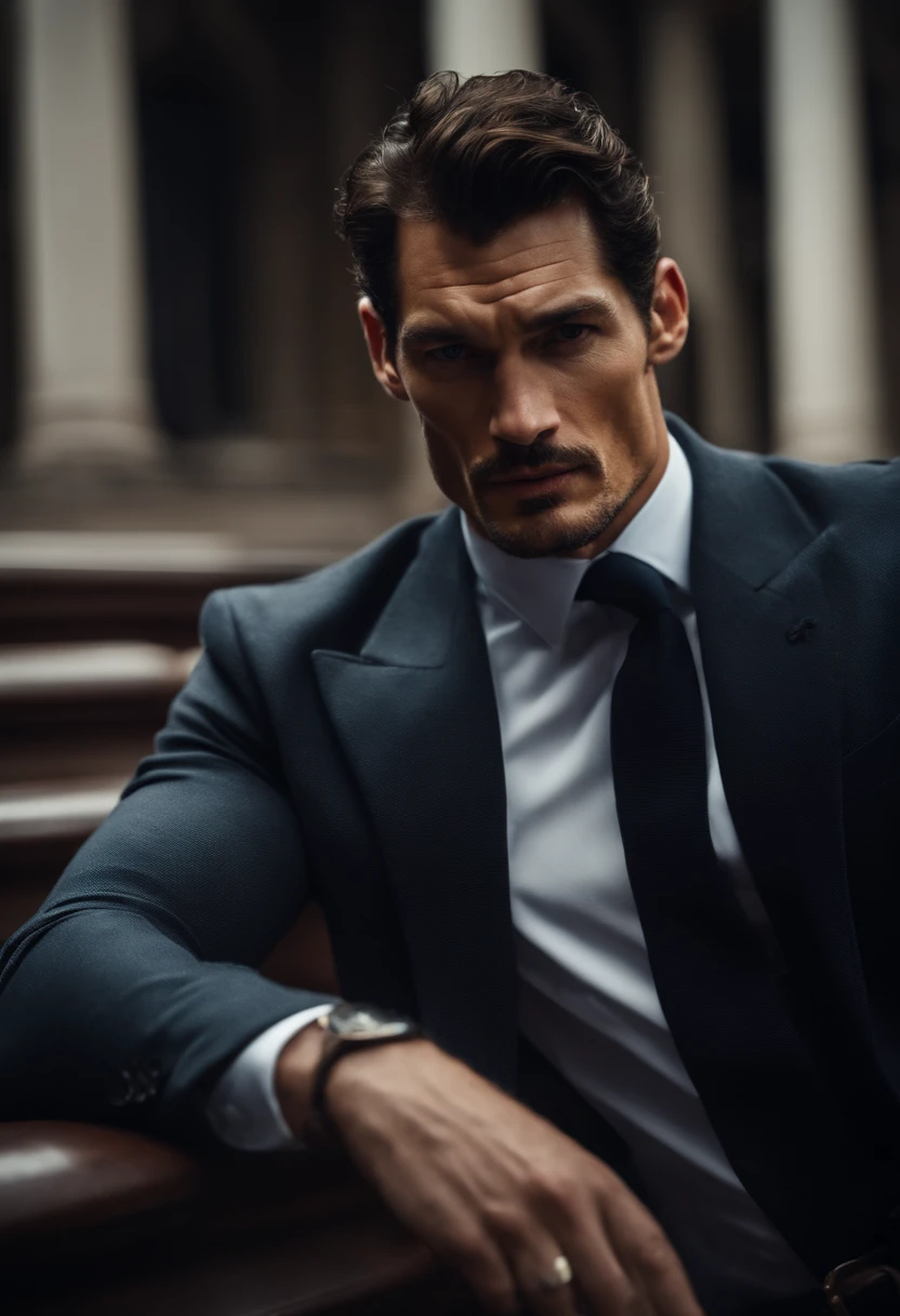 retrato do David Gandy jovem, fardado como um policial gostoso