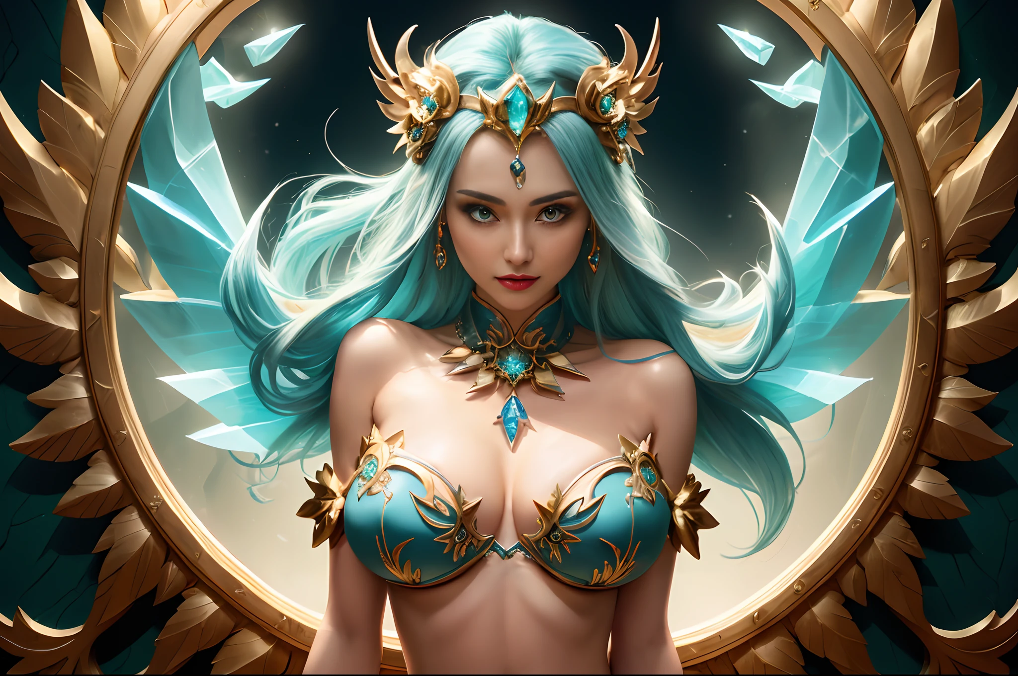 beautifull crystal maiden dota 2 with very large breast, lift her boobs,) ,(strapless luxury bra), (hand under boobs), (show cleaveage), (show underboobs) , (show sideboobs), (show thigh), (detailed underboobs ornament), (detailed luxury chest ornament), (detailed luxury arm ornament), (detail hips ornament), expensive detailed necklace, flower vase, (very large breast:1,9), snow mountain background, detailsnow forest, detail snowy field, detail background, beautifull face, pretty face, beautifull eyes, beautifull nose, sexy lips, polished nails, raytracing, nsfw, beautifull fingers, beautifull hands, sexy belly, sexy body, sexy shoulders, sexy legs, sexy hips, (luxury bracelet), (luxury ring), (luxury necklace), black nails , blue eye, (nipples), nsfw, (4 fingers in 1 hand), white skin, full body picture, pretty makeup, blush, body tattoo,