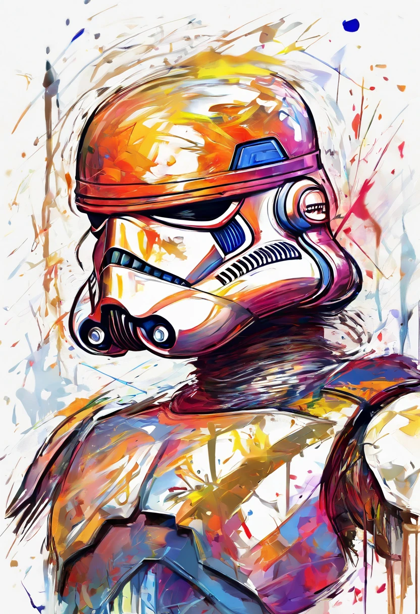 El dibujo de tinta  Stormtroopers, Digital illustration, Comic strip style, acuarela, Estilo ArtStation, arte conceptual, 2 d illustration, por Peter Draw, por Carne Griffiths, por Wadim Kashin, cuerpo completo, centrado,detallado, Suave, dynamic  pose