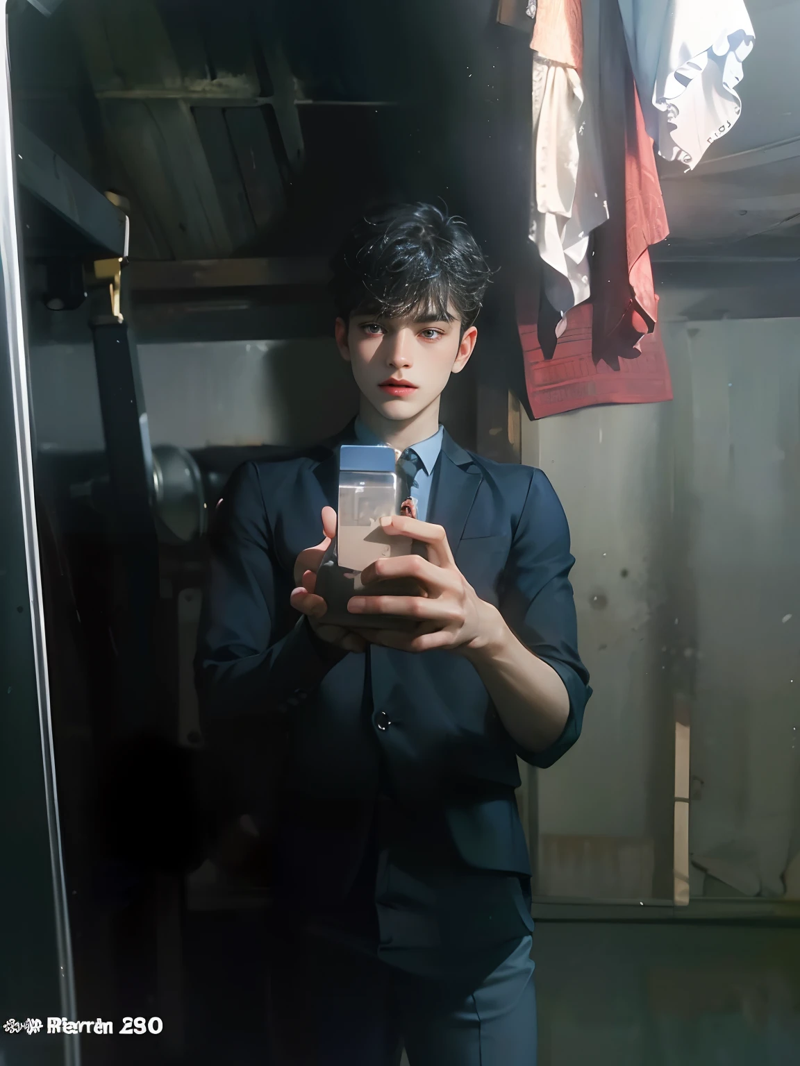 (absurderes, A high resolution, Ultra detailed, hdr), Masterpiece, Best quality, Portrait of a boy, Handsome boy with red eyes, Detailed face, Professional photo, The Alafed man is shirtless, Fight comfortably，legs are open, (puffynipple(From below:1.1)), Focus on your audience,18 year old boy, Handsome boy, [ Firmly defined body ]，Light blue shirt open，Abs，chest muscle，short white pants，large bulge，Black leather shoes，Close-up of feet，prinz，