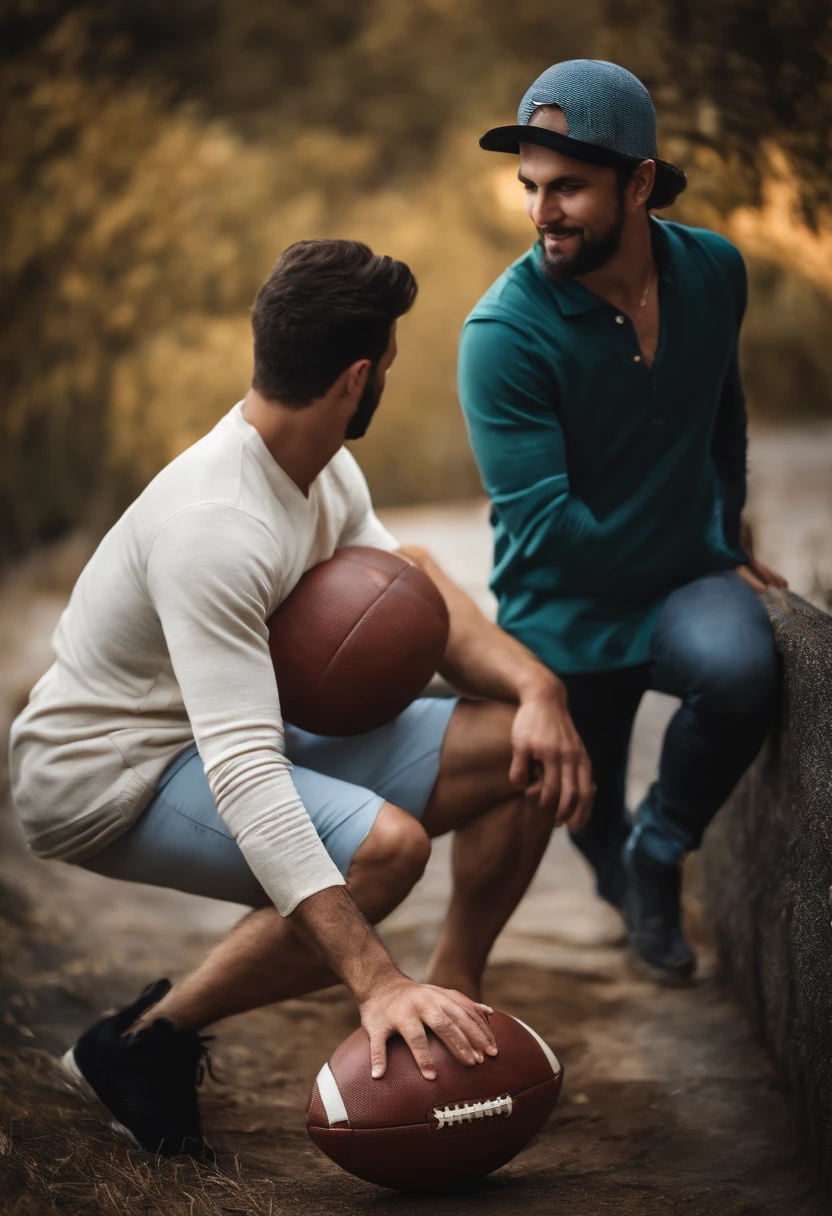 Guy holding a football.