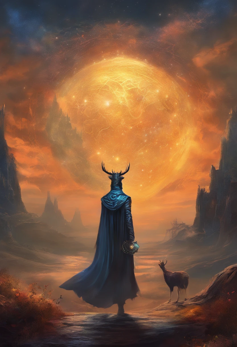 Neil gaiman art. 32k high resolution best quality unreal engine 5. #The Sandman is standing with Death#Death from the Sandman comic. They are looking into a cosmos of stars. The abyss of space and dreams and hidden nightmares. The Sandman is wearing the skull of a raven as a helmet