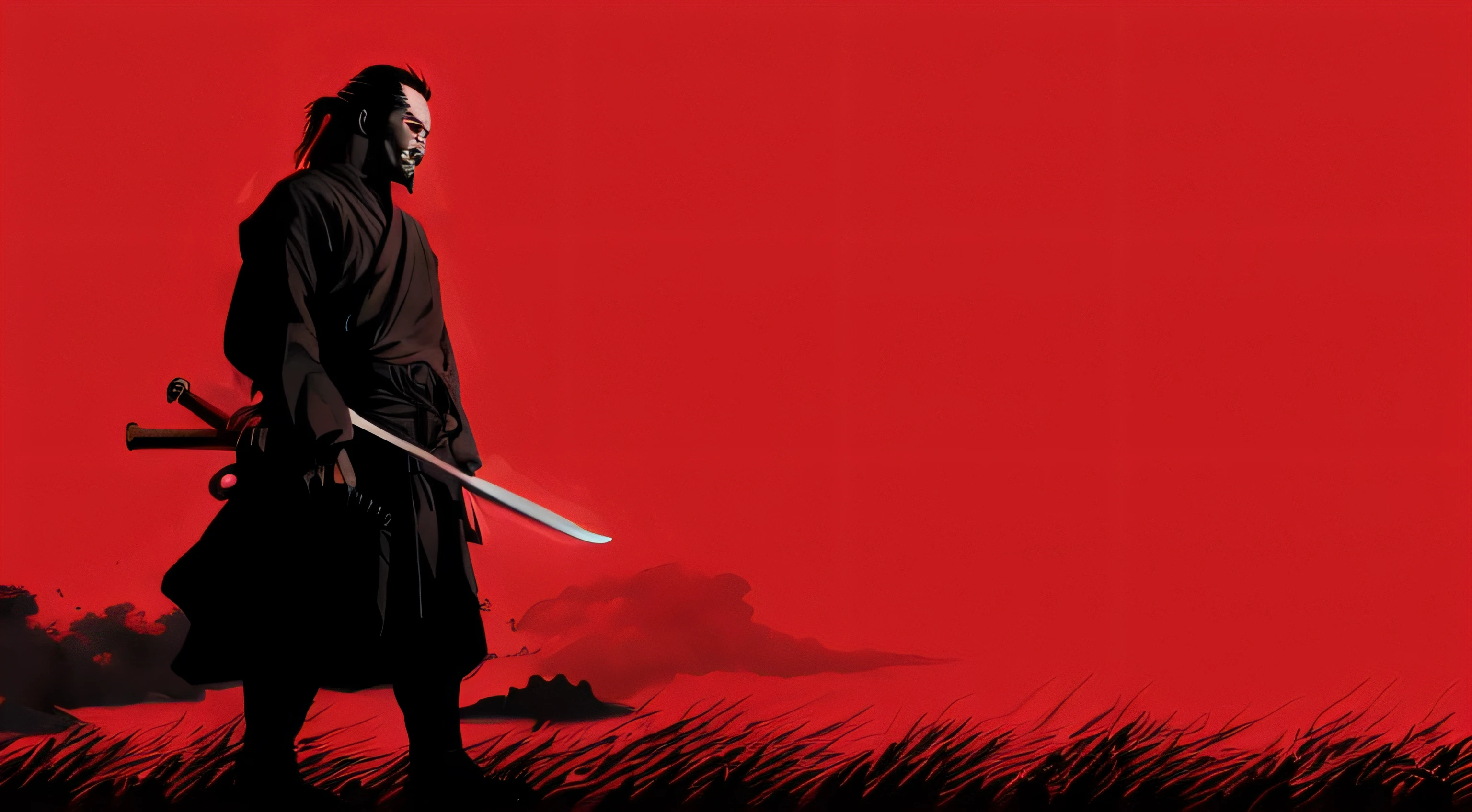 imagem arafed de um homem com uma roupa preta segurando uma espada, Ronin, hq 4k papel de parede, inspired by Kanō Sanraku, Miyamoto Musashi, 4K HD papel de parede ilustrativo, inspired by Kanō Hōgai, papel de parede 4k, papel de parede 4K, cinematic 4k wallpaper, cinematic wallpaper 4k