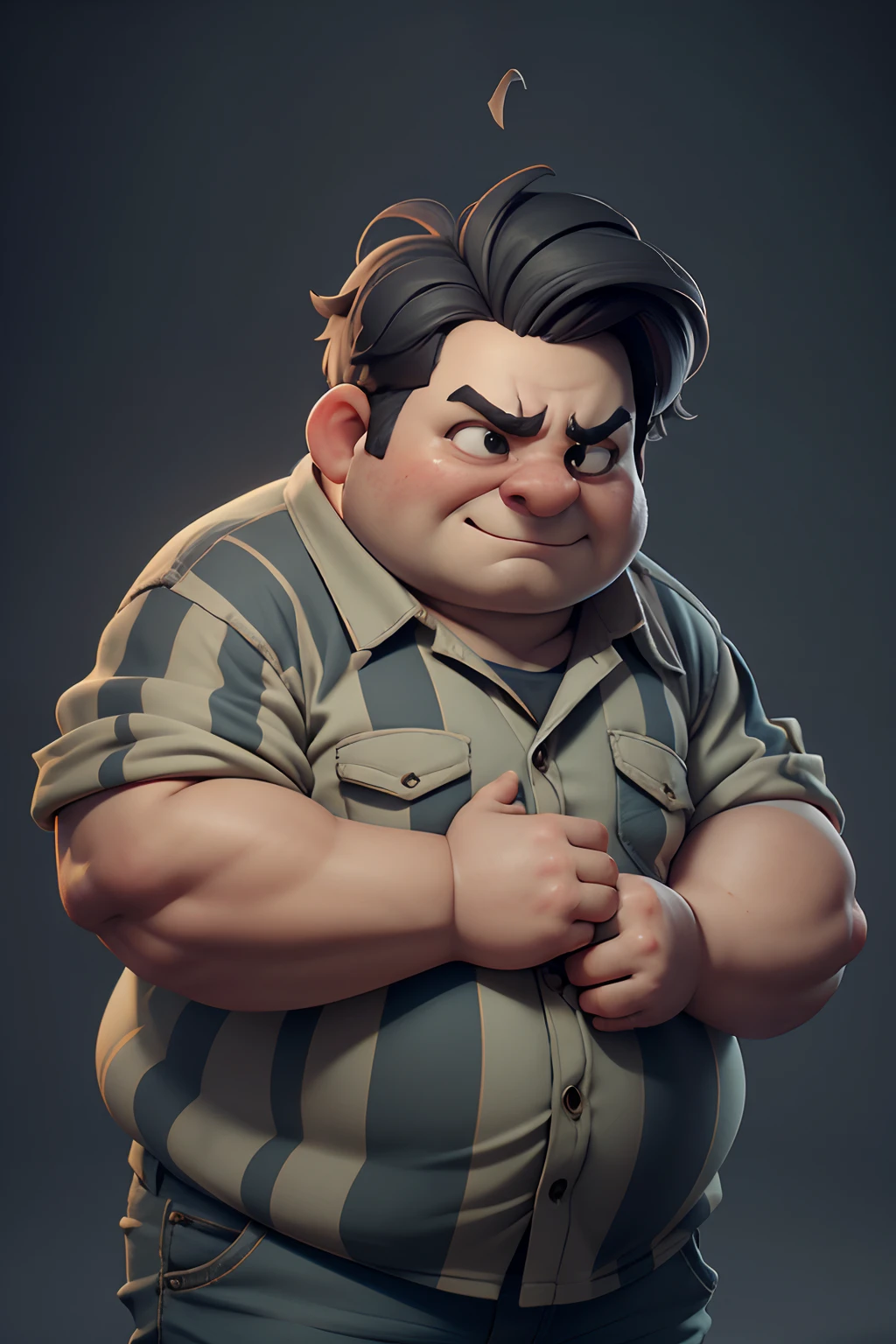 Development of animated characters in the style of 3D Pixar, Different facial expressions of a fat prisoner in striped prison clothes, Character Sheet, Drawing, Реалистичный 3D-рендеринг, high resolution texture, dramatic lighting, Expressive Caricature, Strong facial expression, A Dramatic, Intense Perspective. a closeup of a.