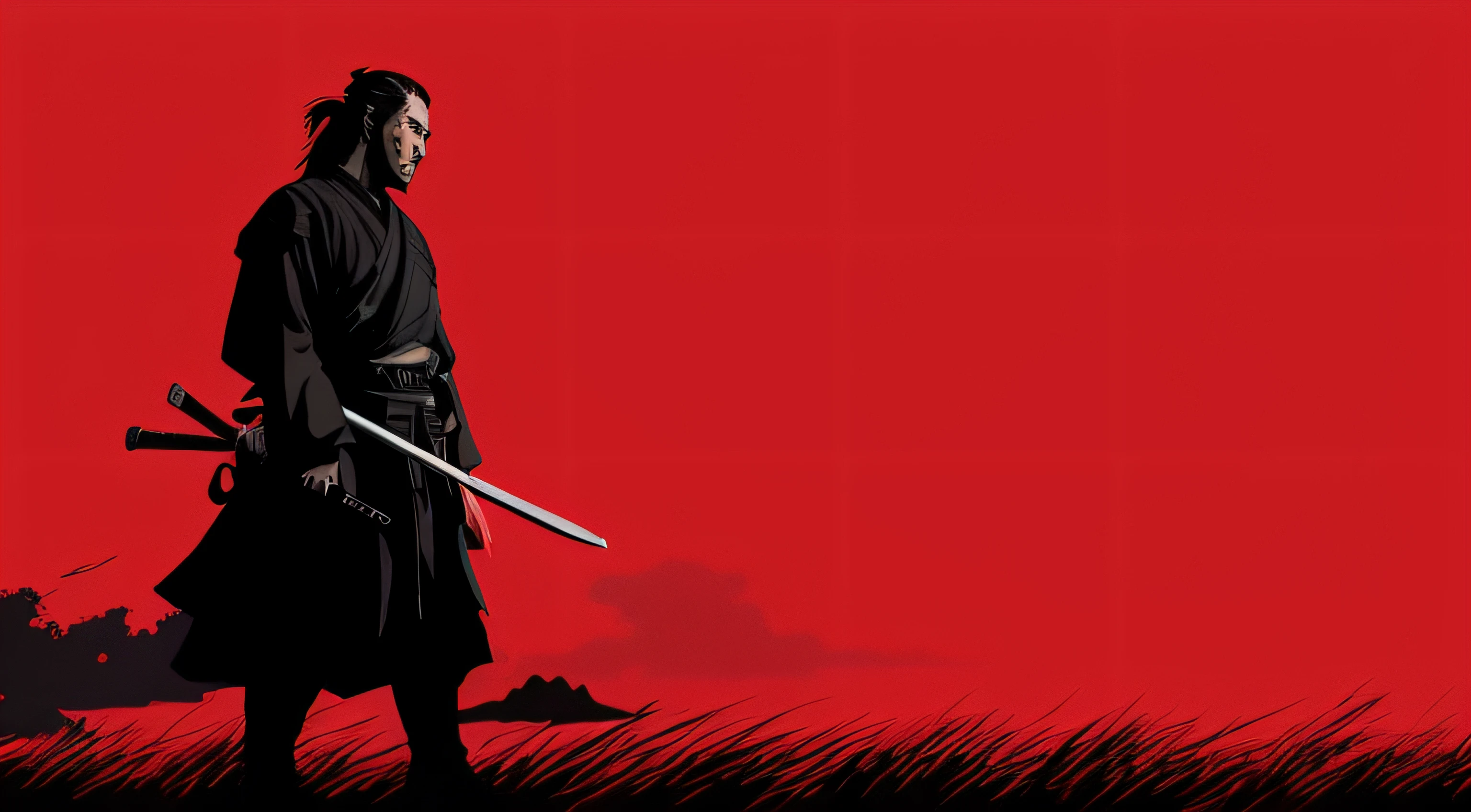 imagem arafed de um homem com uma roupa preta segurando uma espada, Ronin, hq 4k papel de parede, inspired by Kanō Sanraku, Miyamoto Musashi, 4K HD papel de parede ilustrativo, inspired by Kanō Hōgai, papel de parede 4k, papel de parede 4K, cinematic 4k wallpaper, cinematic wallpaper 4k