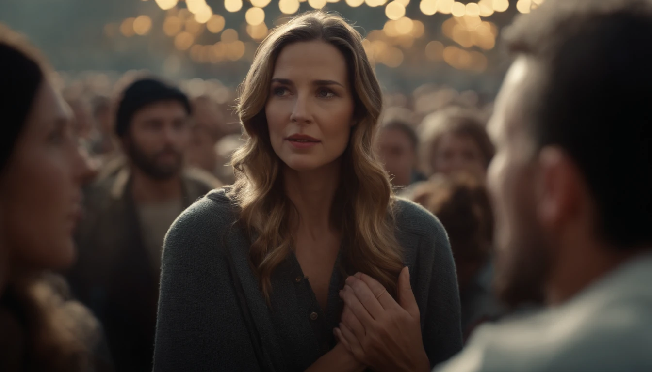 a woman in the crowd talks to Jesus.