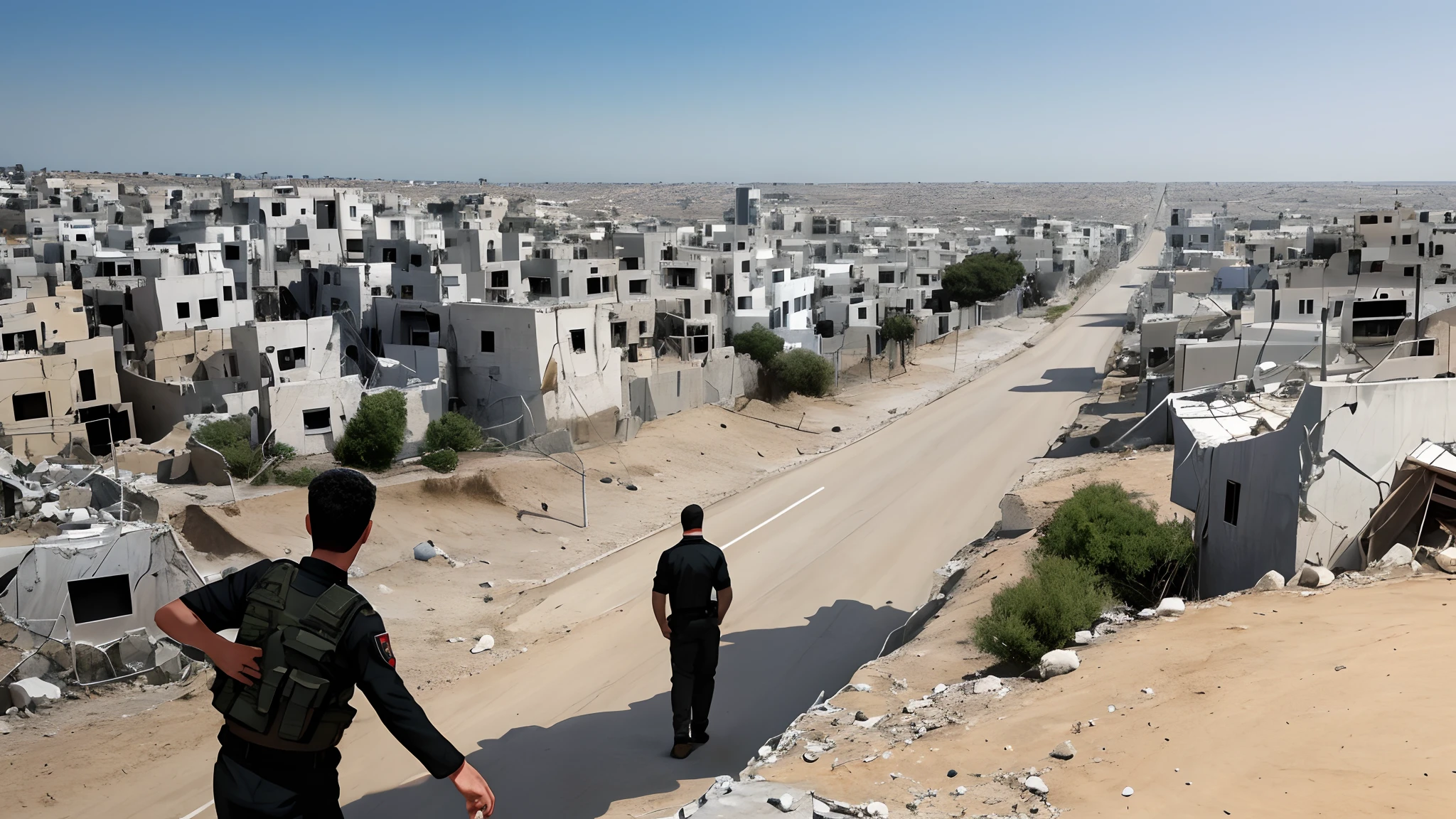 Create a 1 person view image of the Gaza Strip in Israel