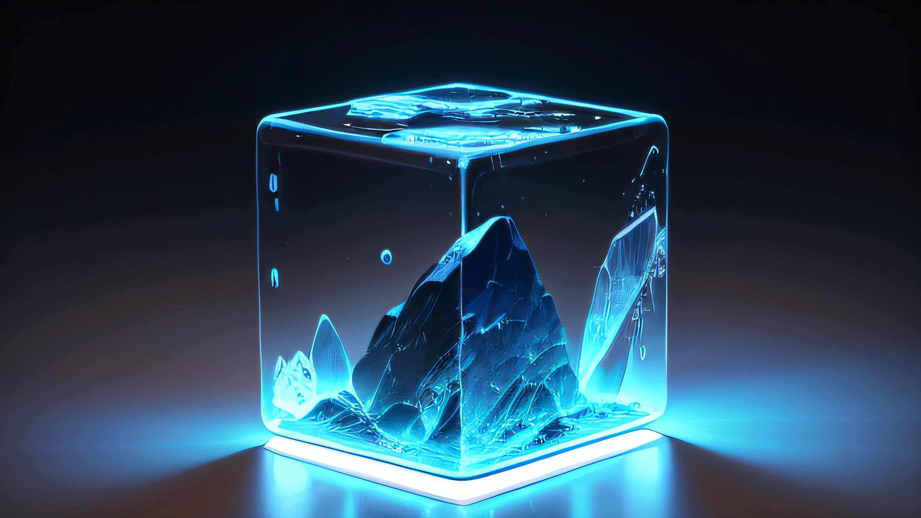Technology blocks, translucent glass material, sense of technology, blue, multiple blocks connected to each other, luminescence, B-side icons, universe, planet, sense of design --auto