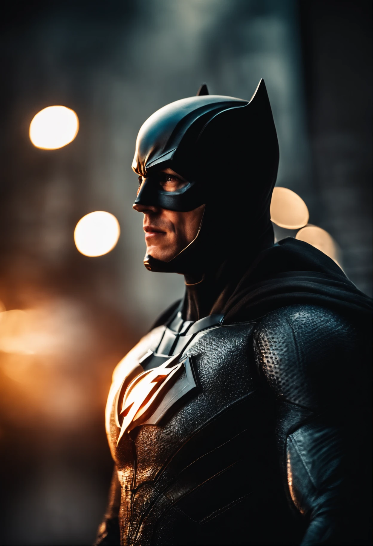 A superhero in a flash-style suit but no mask