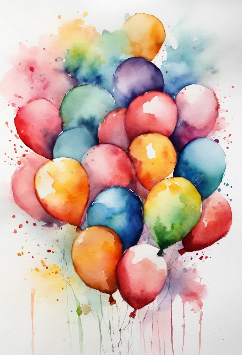 baloons, aquarela, abstract, pastel colors, splashes