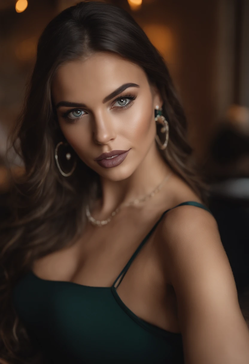 Femme Arafed en T-shirt blanc et collier, Repas au restaurant, fille sexy aux yeux verts, Portrait Sophie Mudd, cheveux bruns et grands yeux, selfie of a young woman, Yeux de chambre, Violet Myers, pas de maquillage, maquillage naturel, looking straight at camera, Visage avec Artgram, maquillage fin, Superbe plan complet, piercing green eyes, Bel angle, pose attrayante, douce fille, sexy pose, Image pleine longueur, complet - corps, Prise de vue du corps entier, brunette goddess, High detail, Posture satisfaite, dans une jupe grise et des bottes, jupe upskipe, bottes de genou