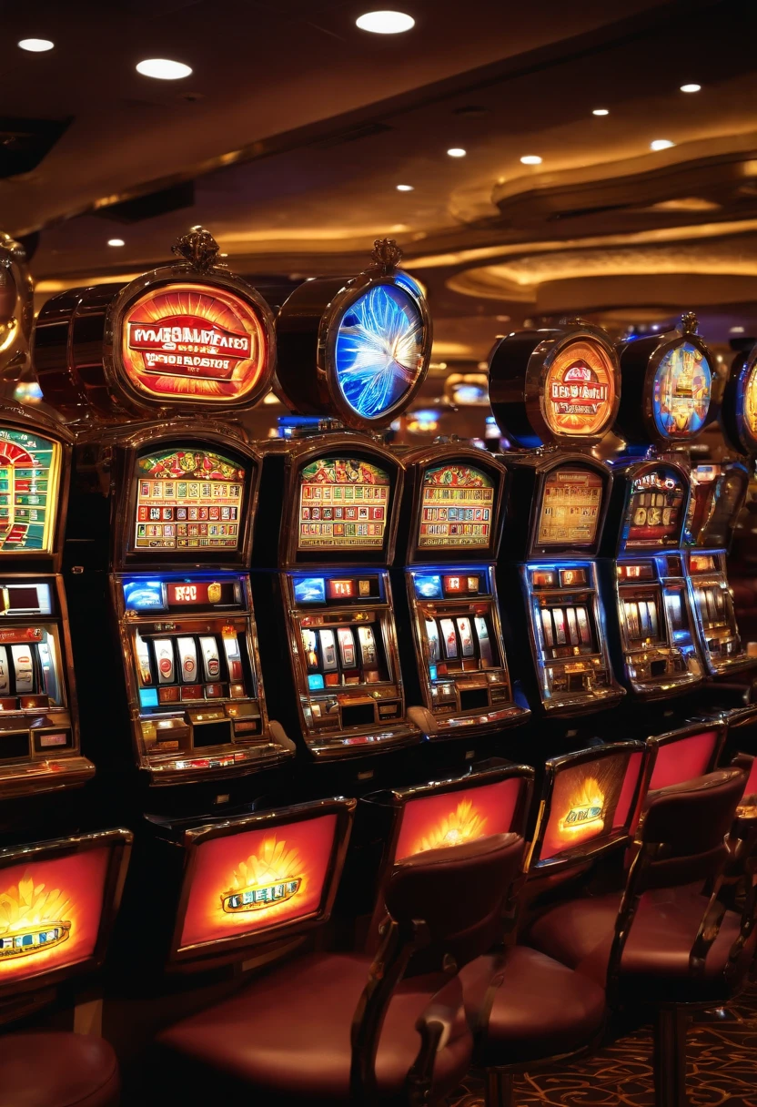 ((best quality)), ((masterpiece)), (detailed), slot machines inside the casino , (high-resolution:1.2)