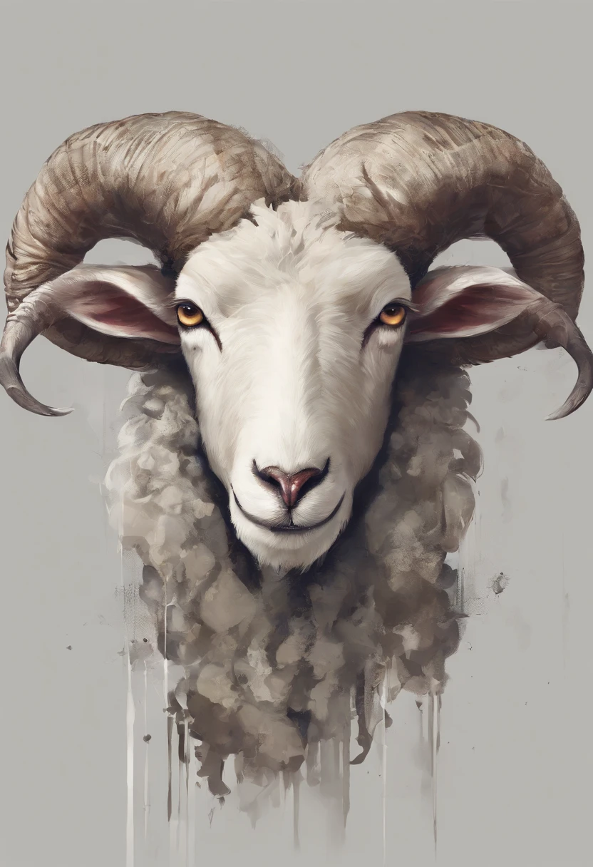 Carneiro humanoide, masculino, imagem de corpo inteiro, baixo, with childlike aspects, sheep's feet, medium horns, Sweet appearance but with murderous look, artistic drawing,