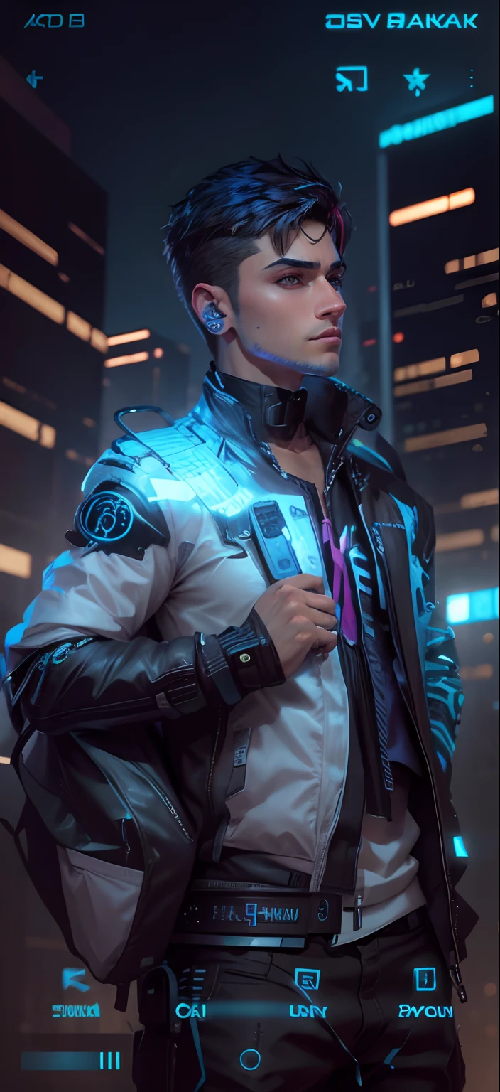 Change background cyberpunk handsome boy, realistic face, 8k ultra realistic,