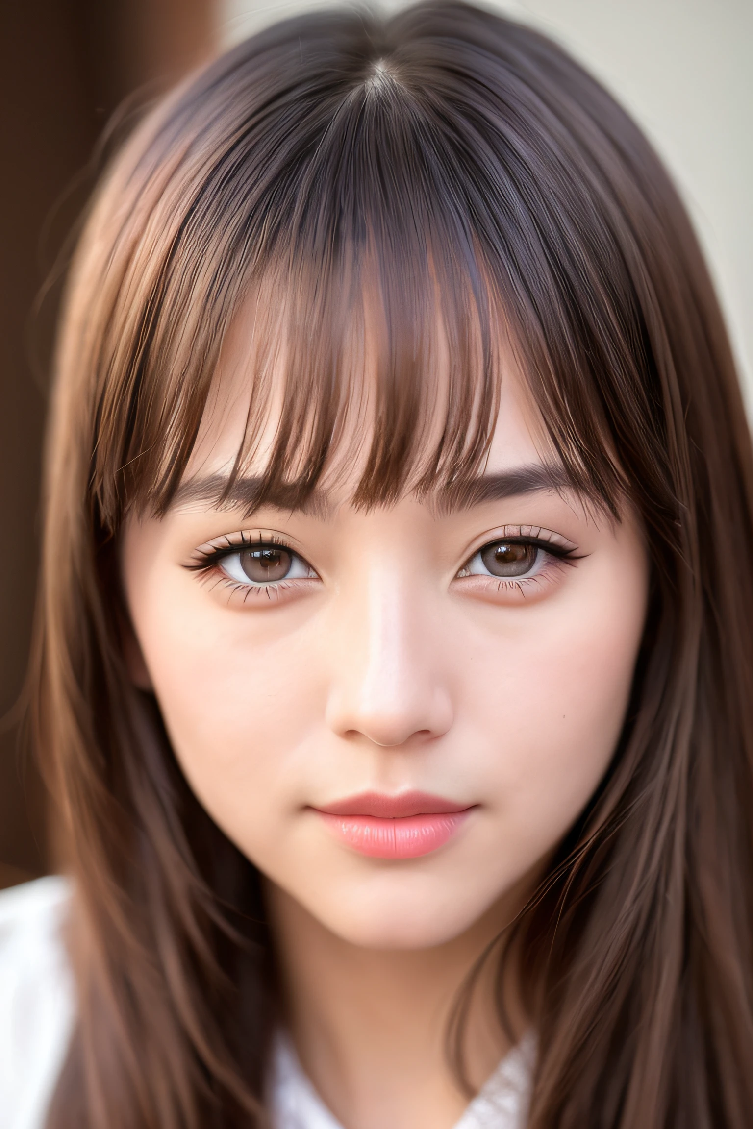 Looking at the audience, light makeup, realism, realistic photos, professional color correction, 8K, F2.4 aperture, 35mm lens, realistic real face, only the face area is included.